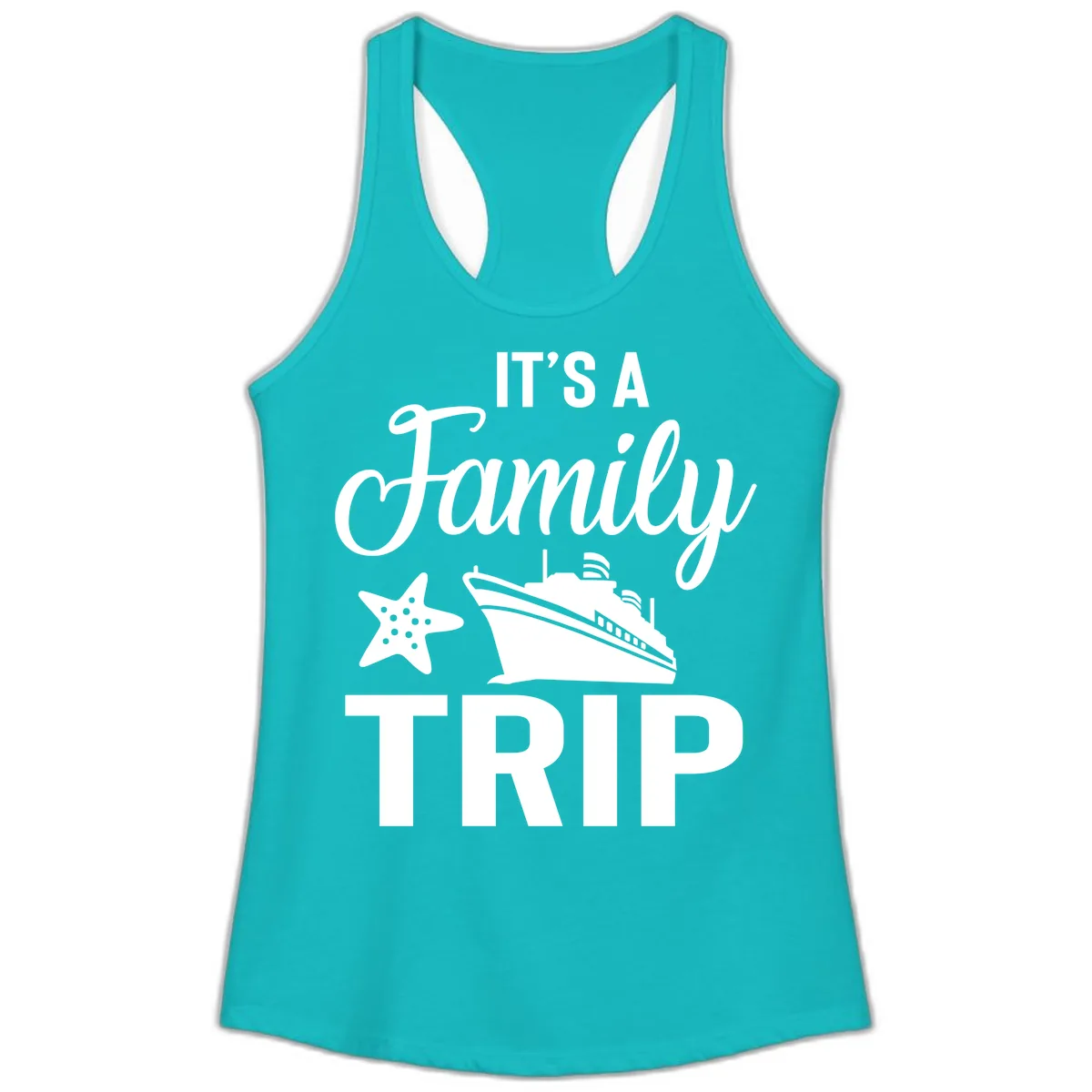It's A Family Trip Ladies Tank in Tahiti Blue