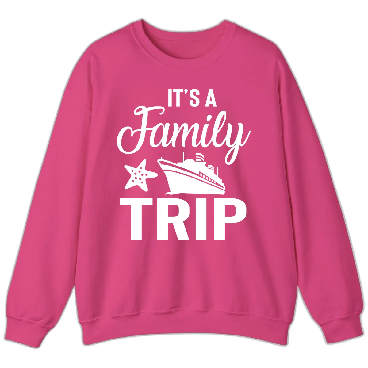 It's A Family Trip Sweatshirt in Heliconia