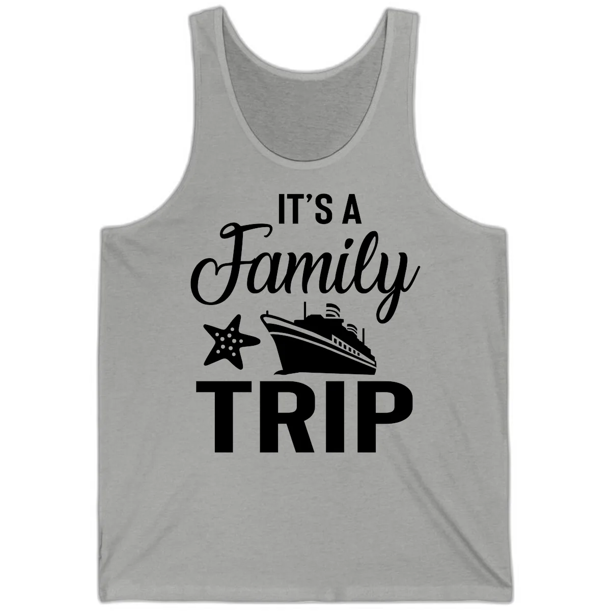 It's A Family Trip Tank in Athletic Heather