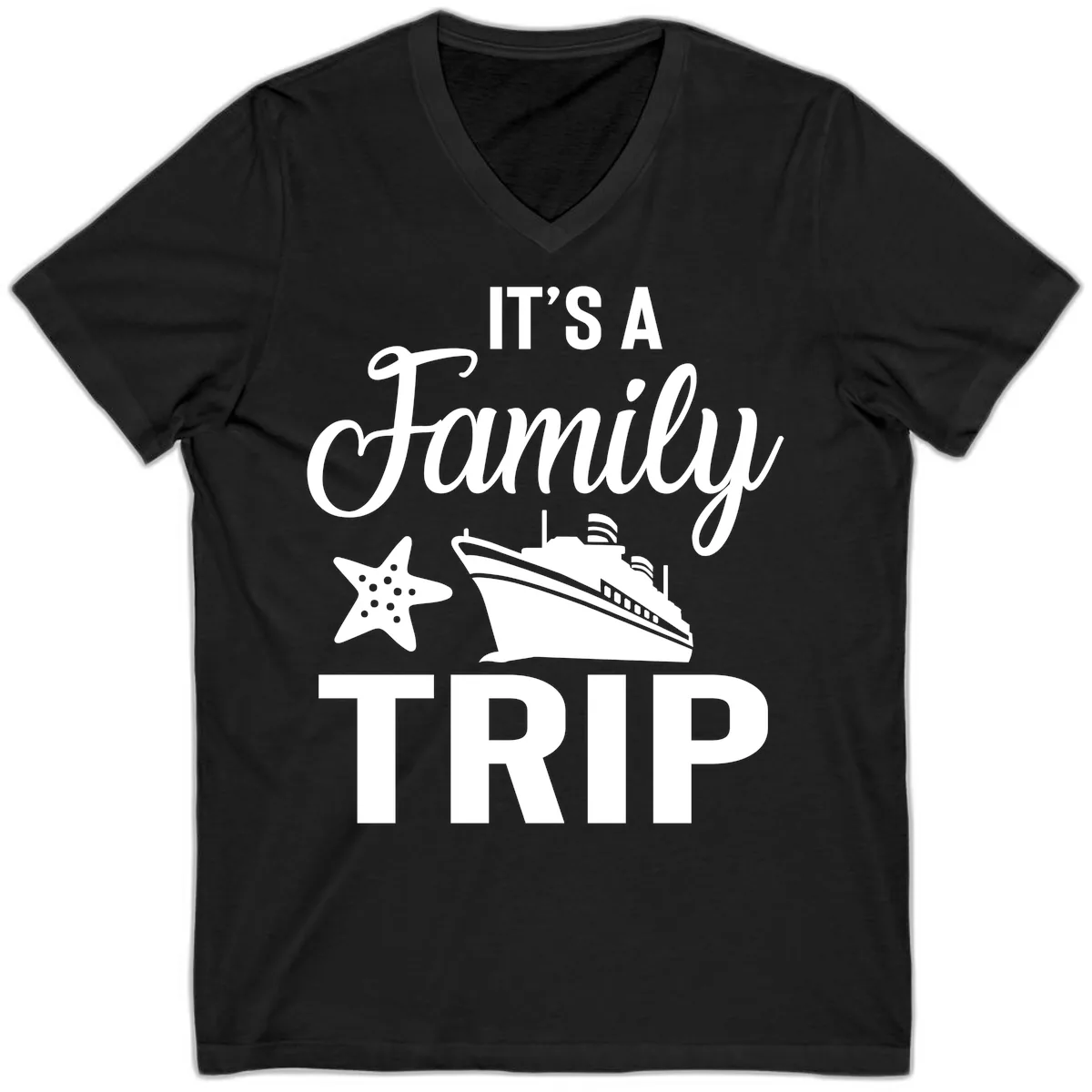 It's A Family Trip V-Neck in Black