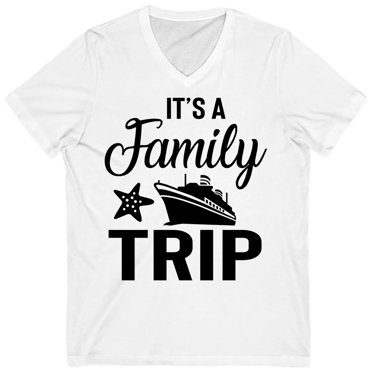 It's A Family Trip V-Neck in White