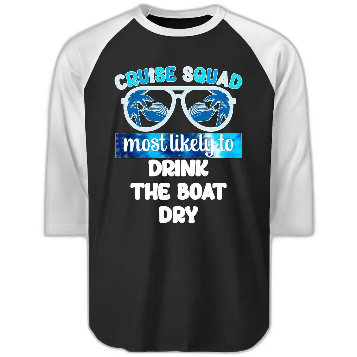 Cruise Squad Boat Dry Raglan 3/4 in Black White