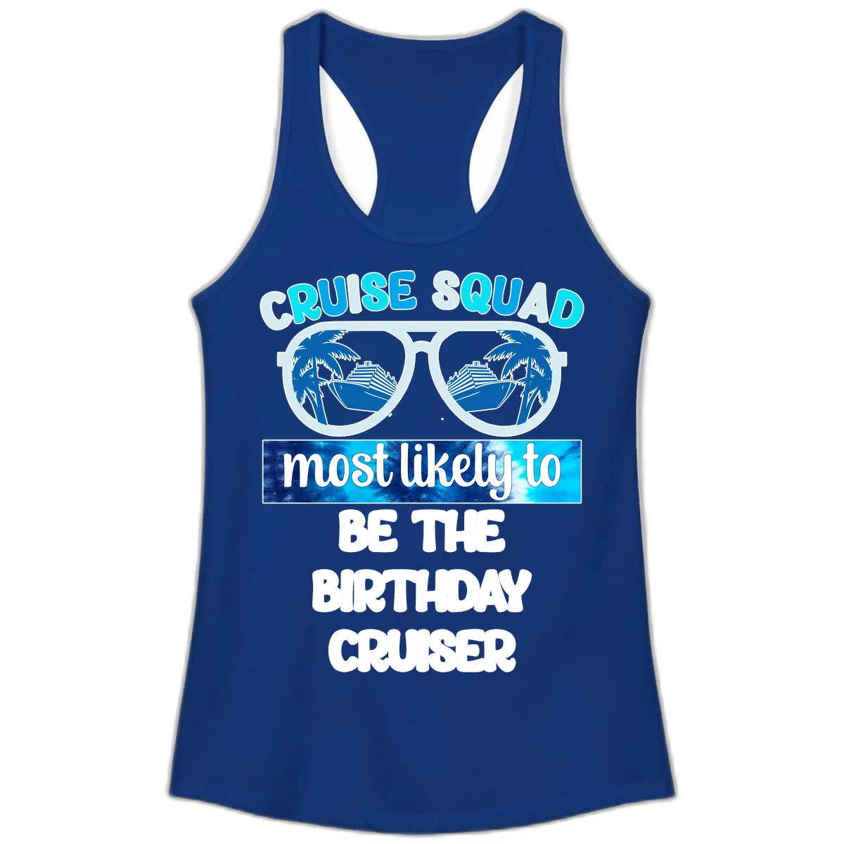 Cruise Squad Birthday Vibes Ladies Tank in Solid Royal
