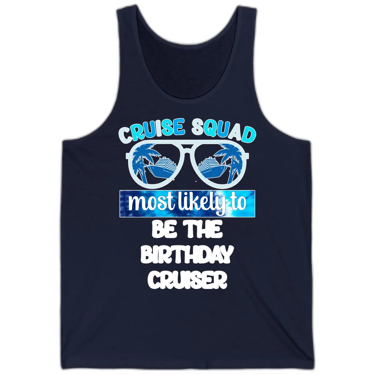 Cruise Squad Birthday Vibes Tank in Navy