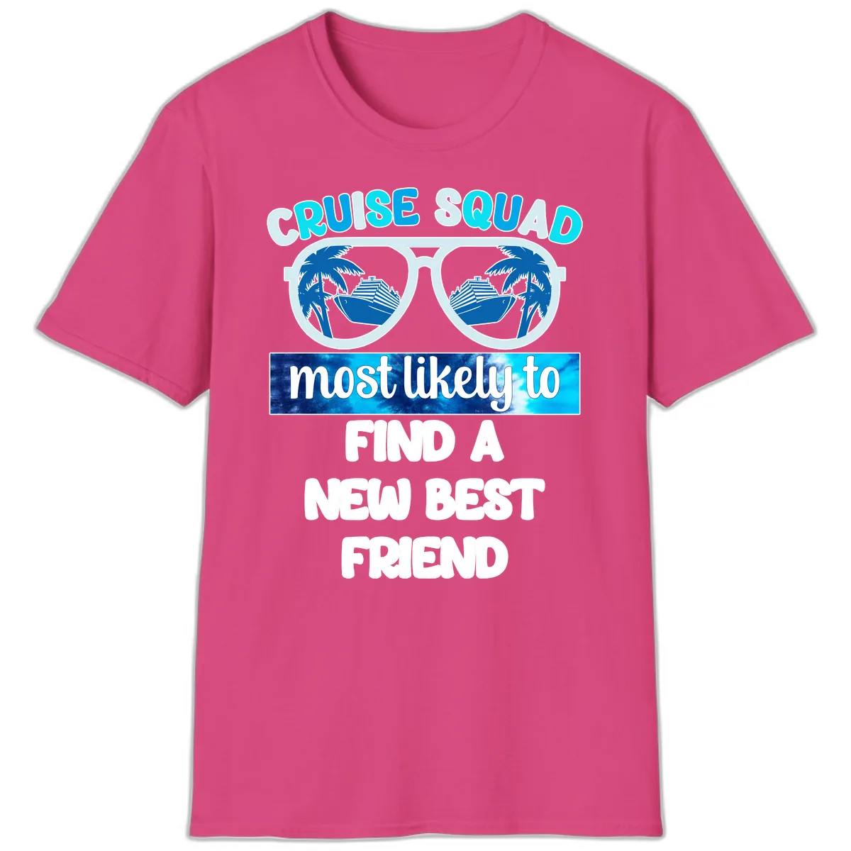 Cruise Squad Best Friend Sunglasses T-Shirt in Heliconia