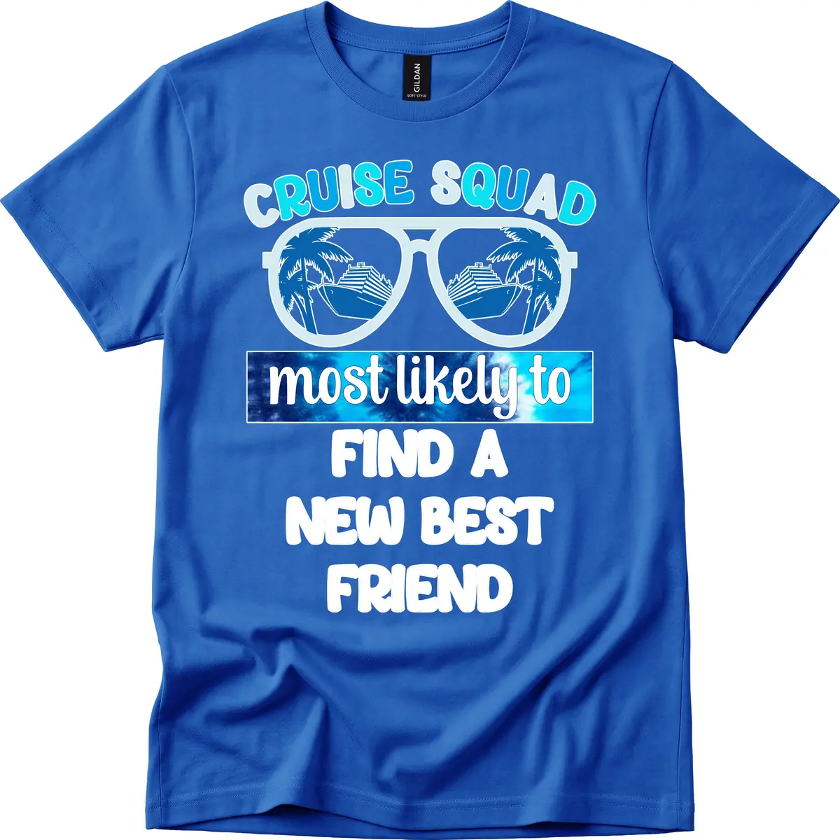 Cruise Squad Best Friend Sunglasses T-Shirt in Royal