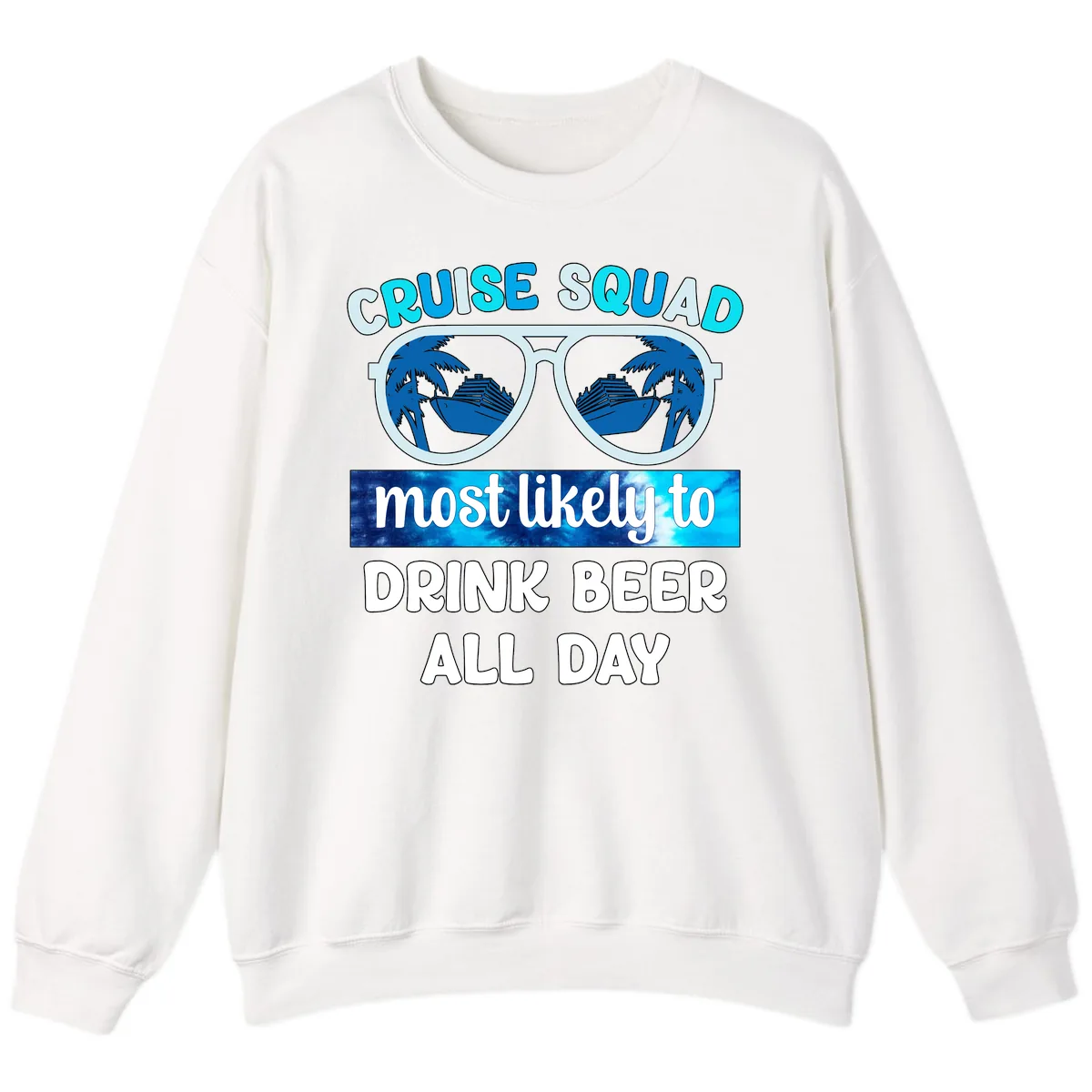 Cruise Squad Beer Sunglasses Sweatshirt in White