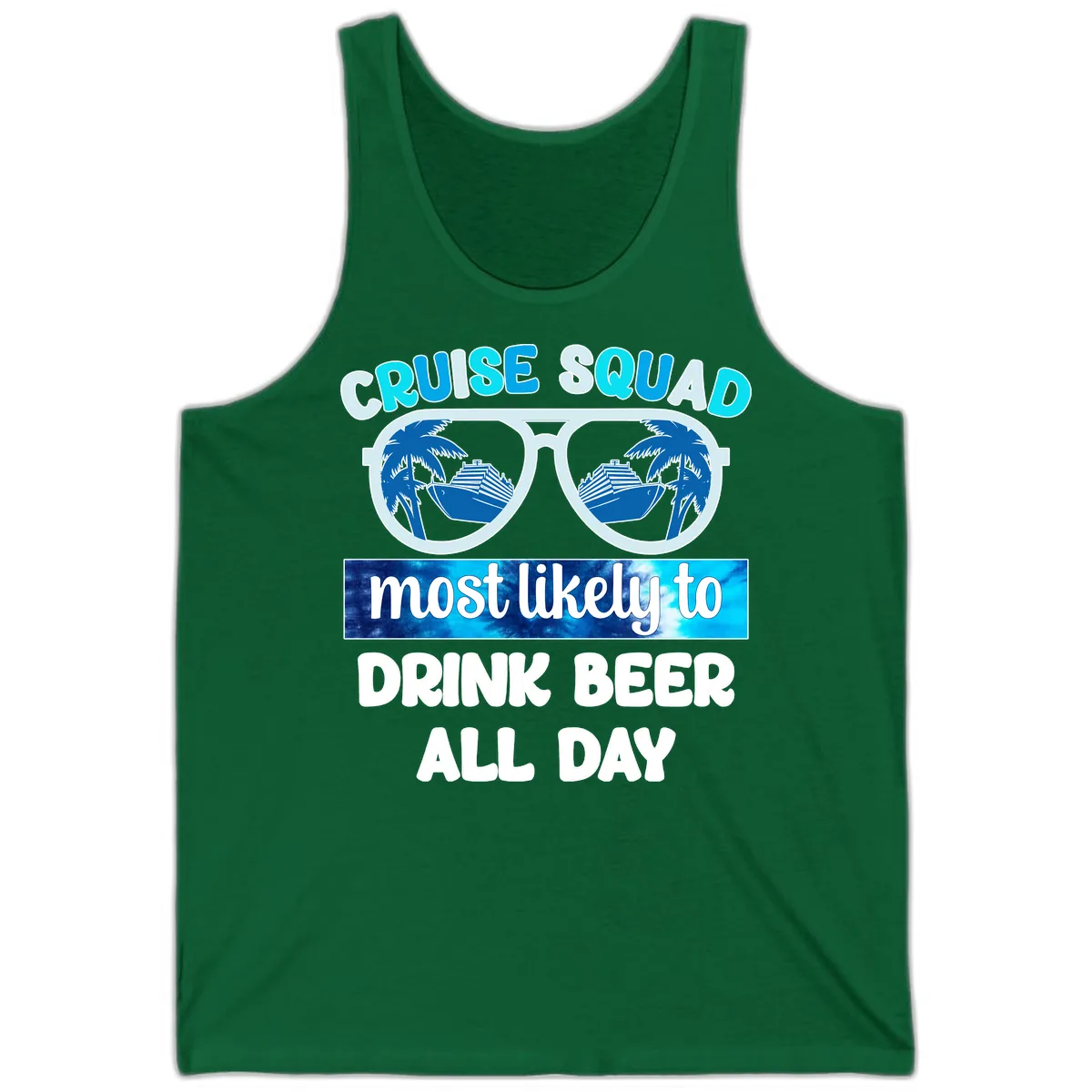 Cruise Squad Beer Sunglasses Tank in Kelly