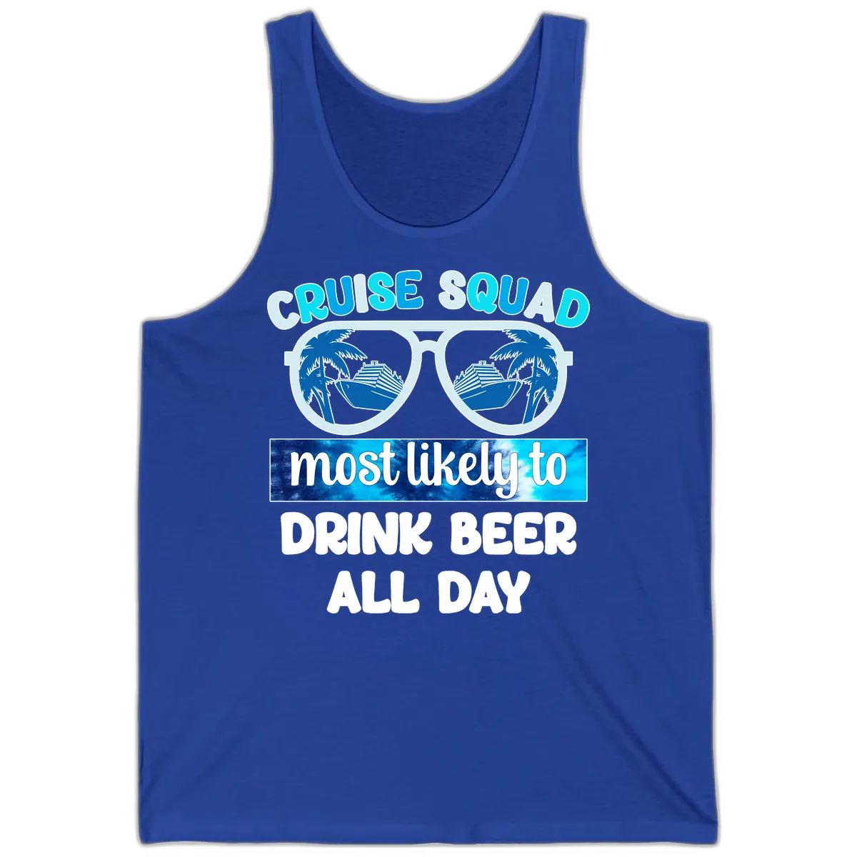 Cruise Squad Beer Sunglasses Tank in True Royal