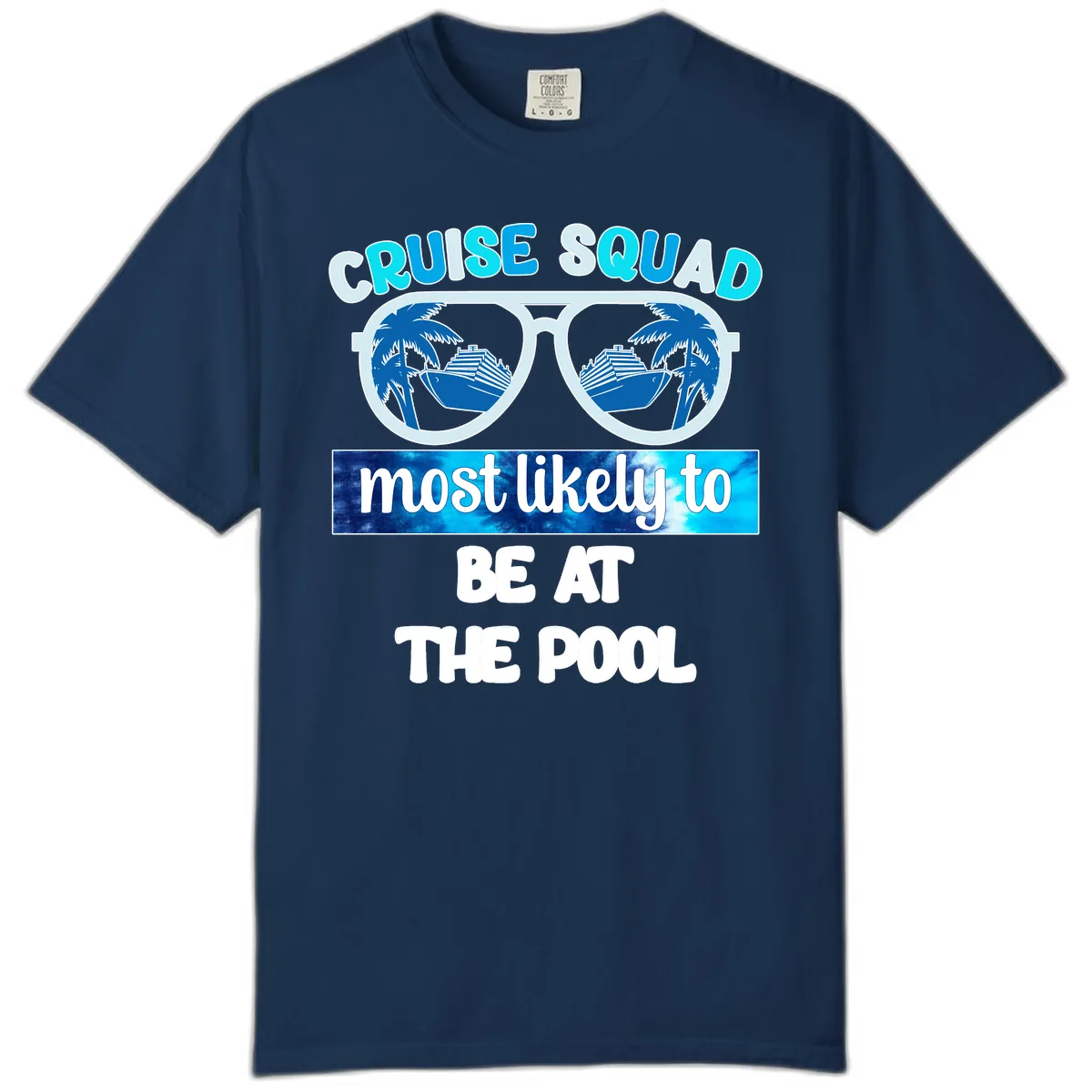 Cruise Squad Pool Party Vibes Comfort Color in Navy
