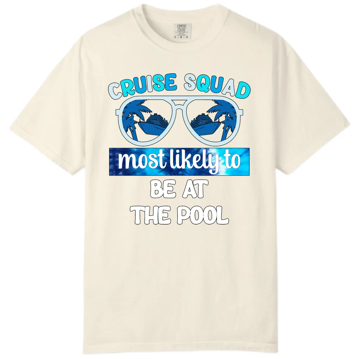 Cruise Squad Pool Party Vibes Comfort Color in Ivory