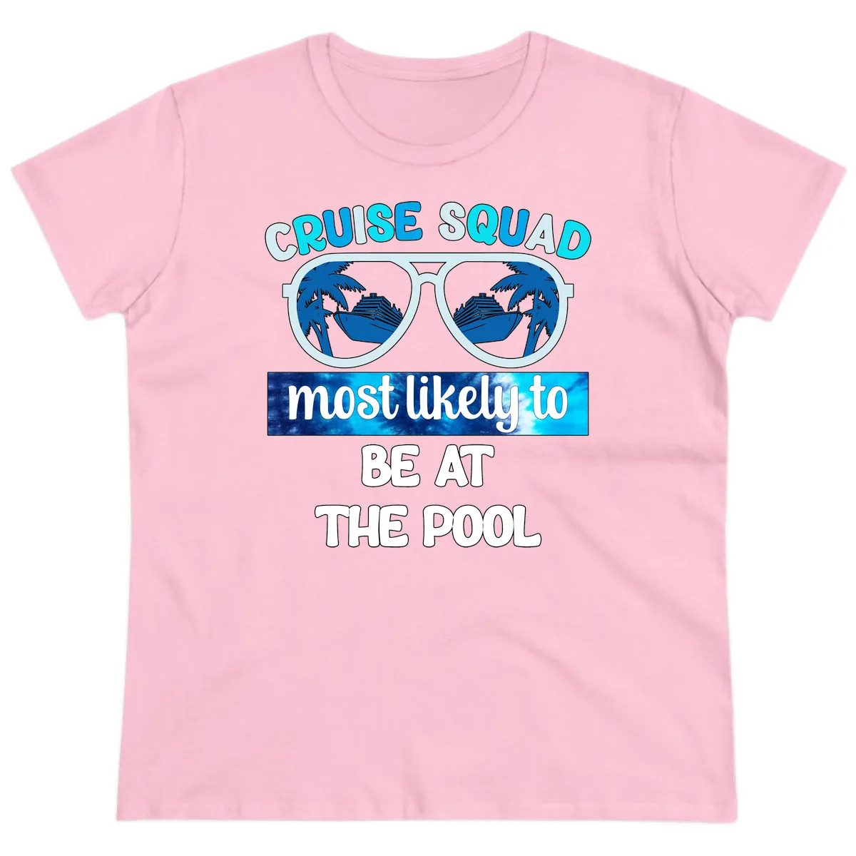 Cruise Squad Pool Party Vibes Ladies Tee in Light Pink