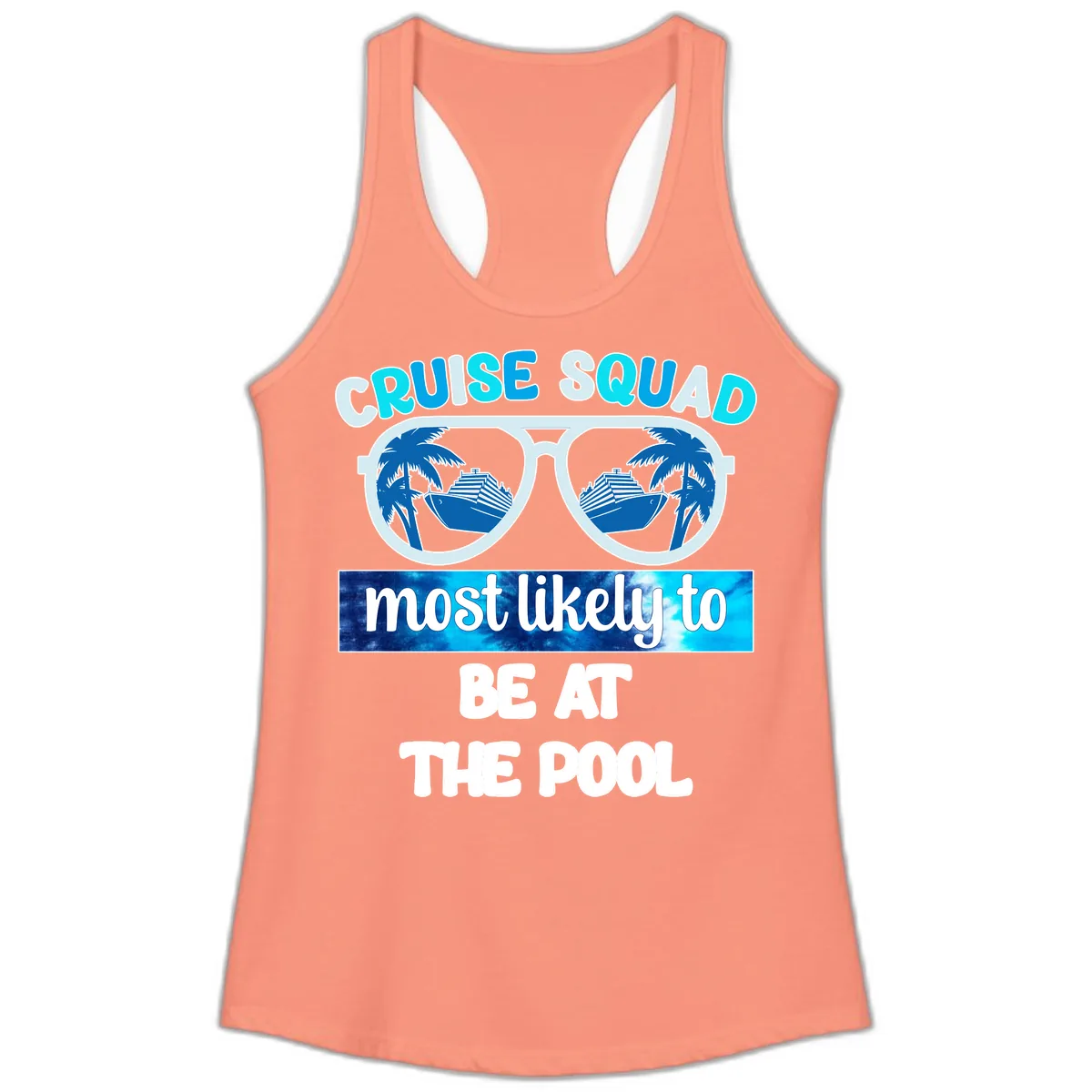 Cruise Squad Pool Party Vibes Ladies Tank in Solid Light Orange
