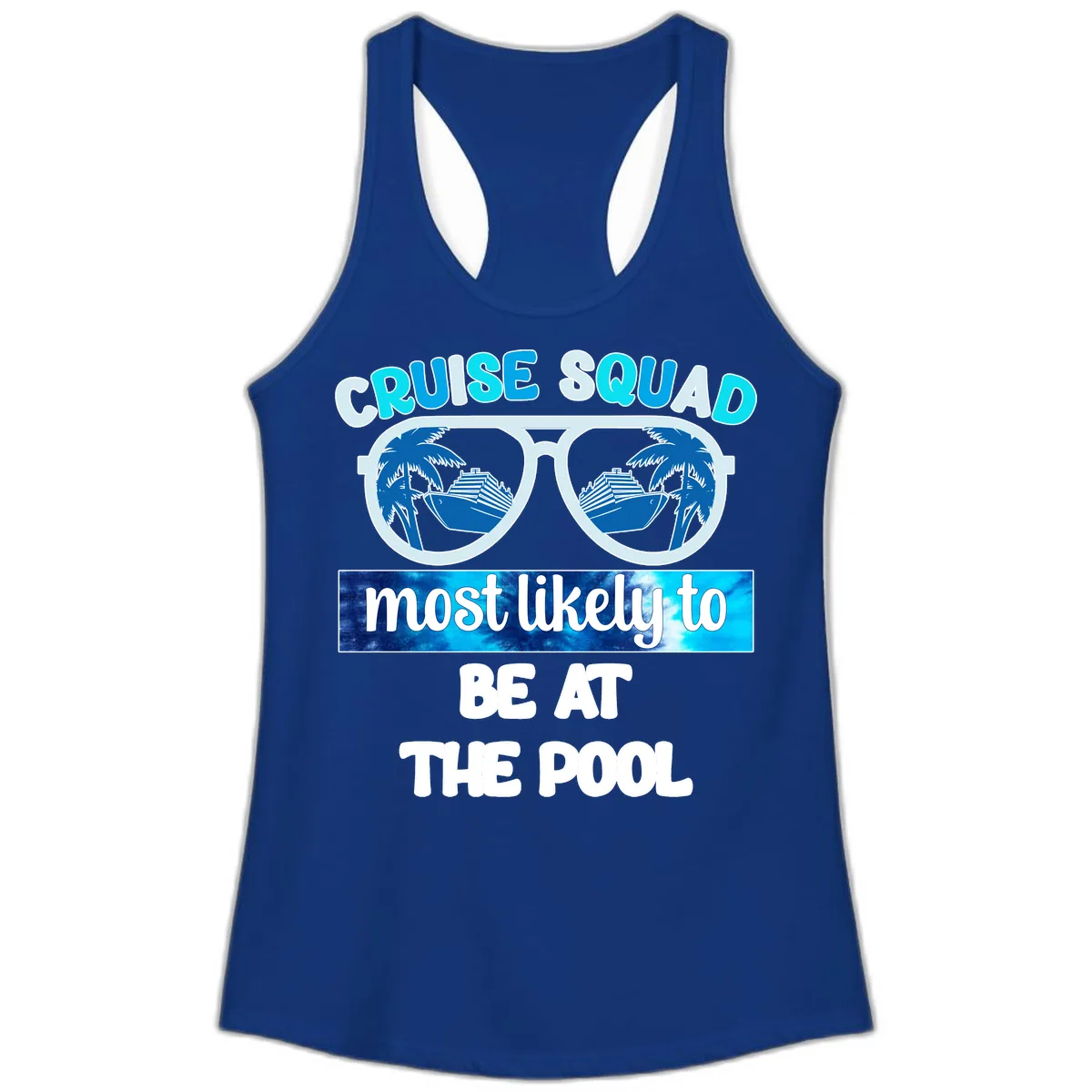 Cruise Squad Pool Party Vibes Ladies Tank in Solid Royal