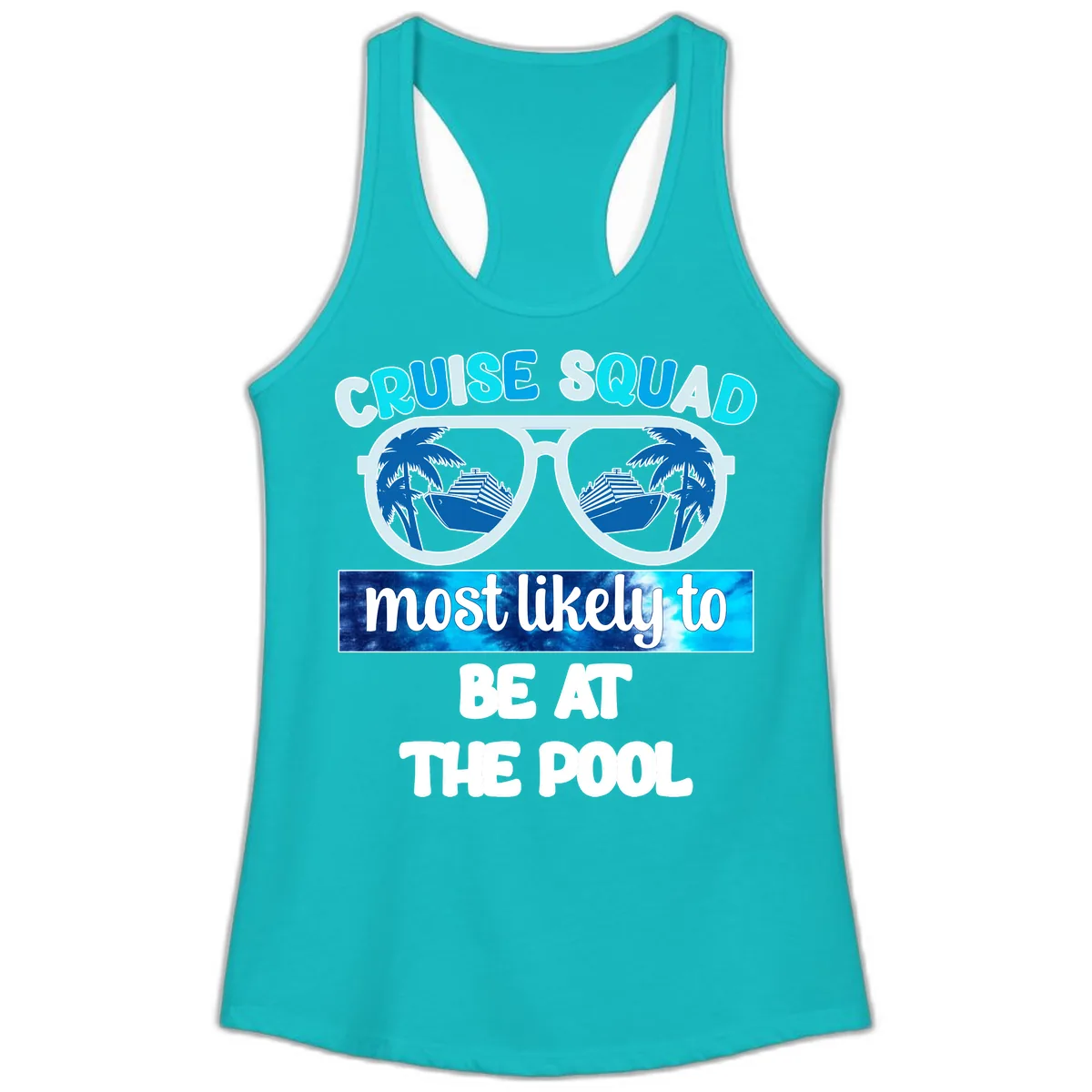 Cruise Squad Pool Party Vibes Ladies Tank in Tahiti Blue