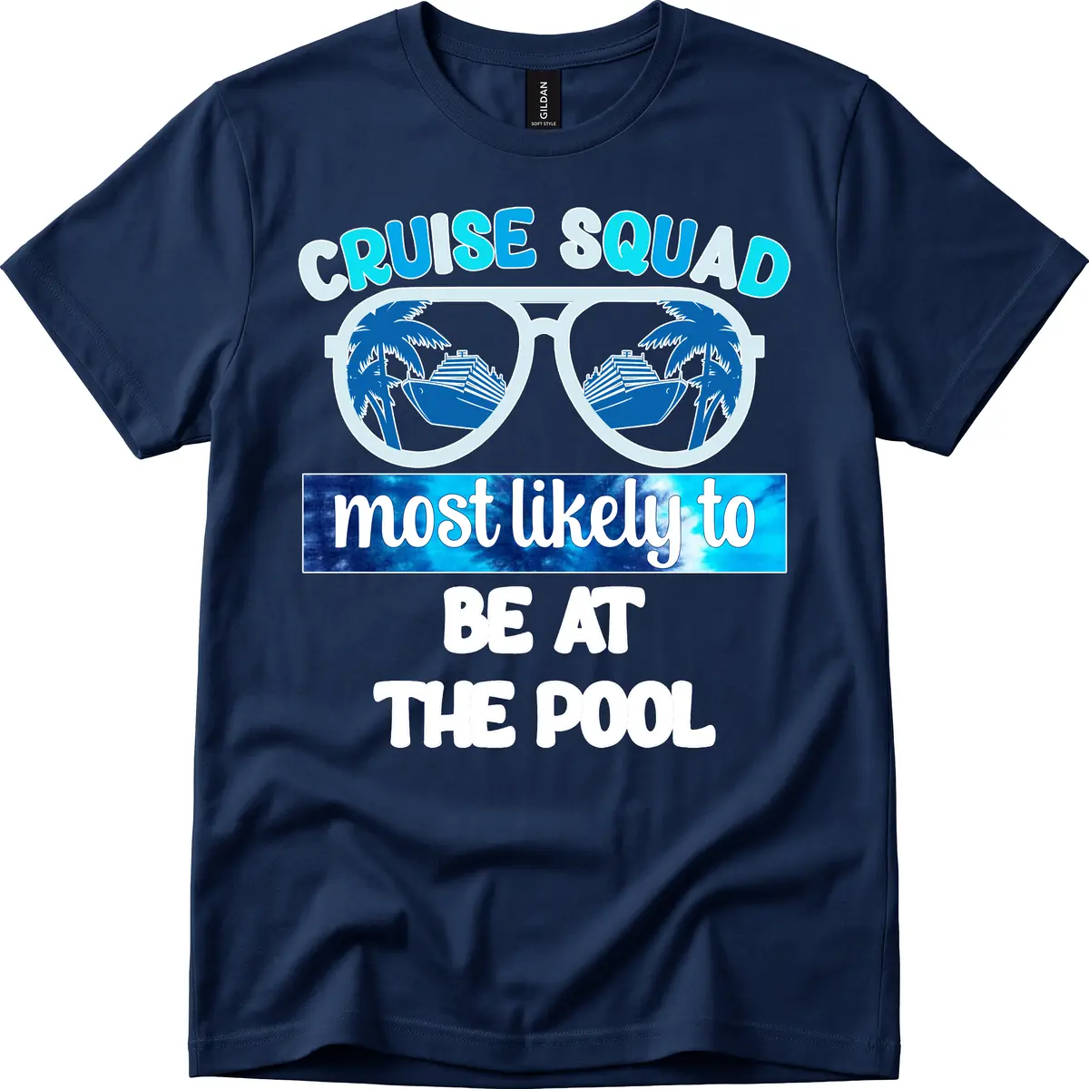 Cruise Squad Pool Party Vibes T-Shirt in Navy