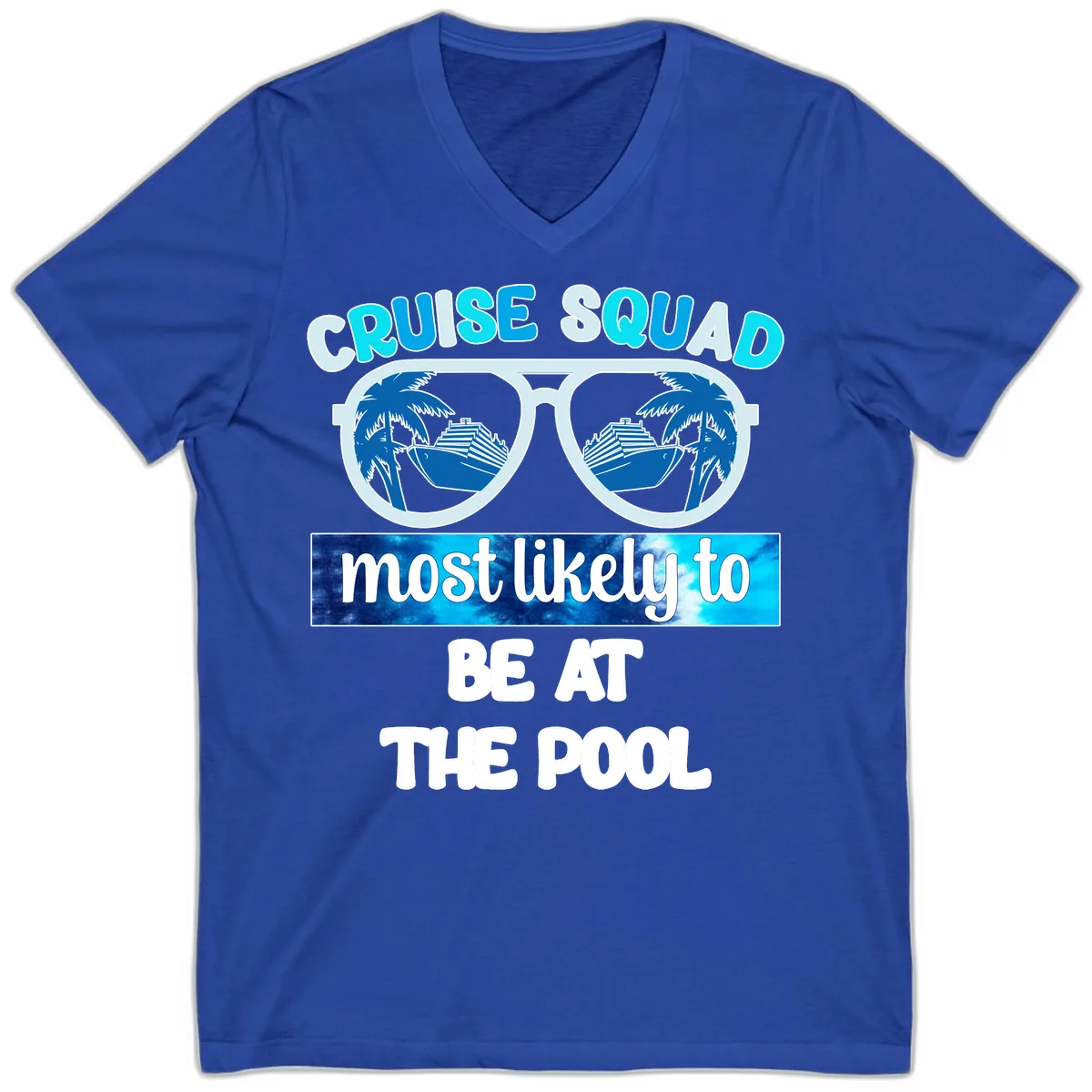 Cruise Squad Pool Party Vibes V-Neck in True Royal