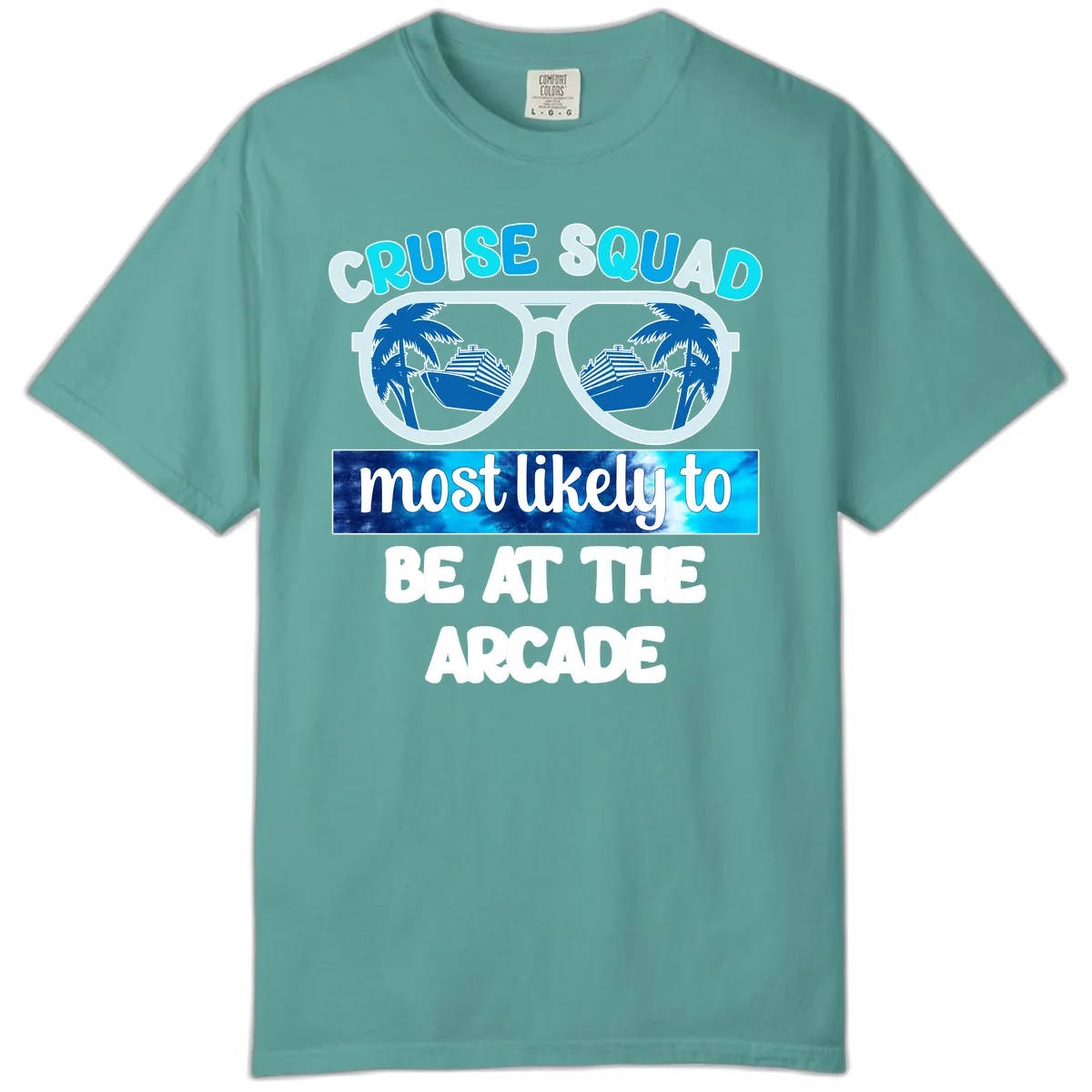 Cruise Squad Arcade Vibes Comfort Color in Seafoam