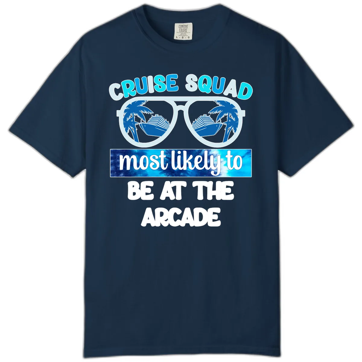 Cruise Squad Arcade Vibes Comfort Color in True Navy