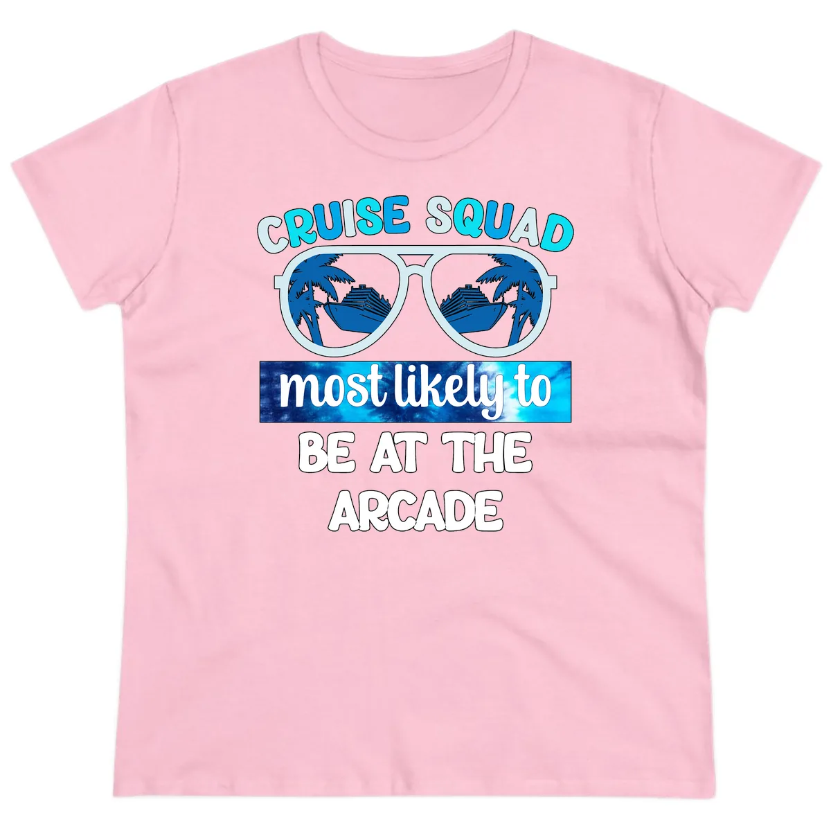 Cruise Squad Arcade Vibes Ladies Tee in Light Pink