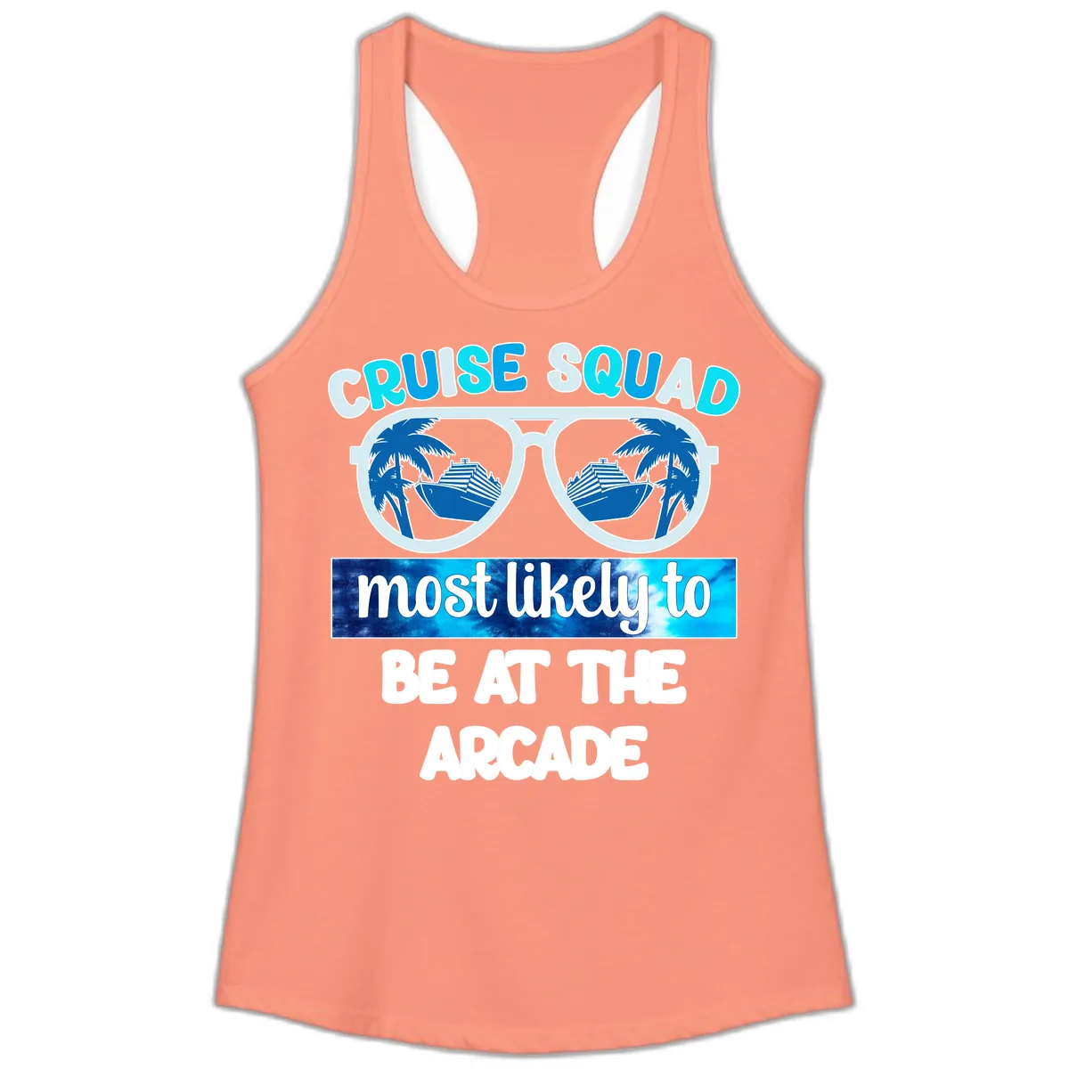 Cruise Squad Arcade Vibes Ladies Tank in Solid Light Orange