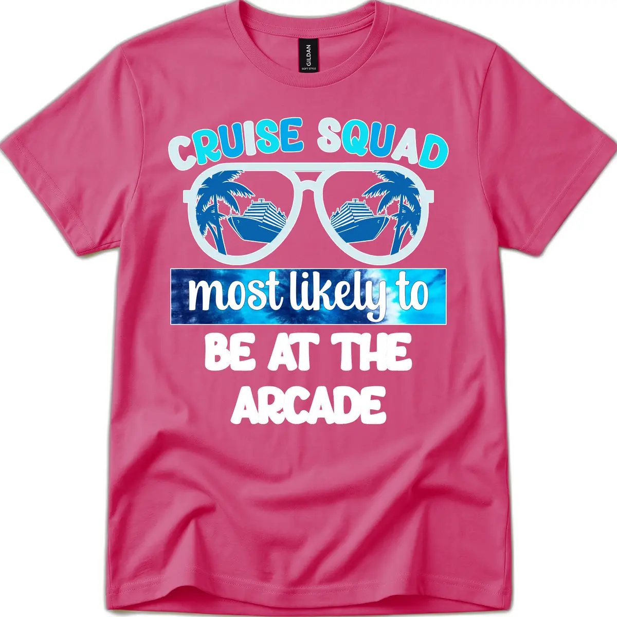 Cruise Squad Arcade Vibes T-Shirt in Heliconia