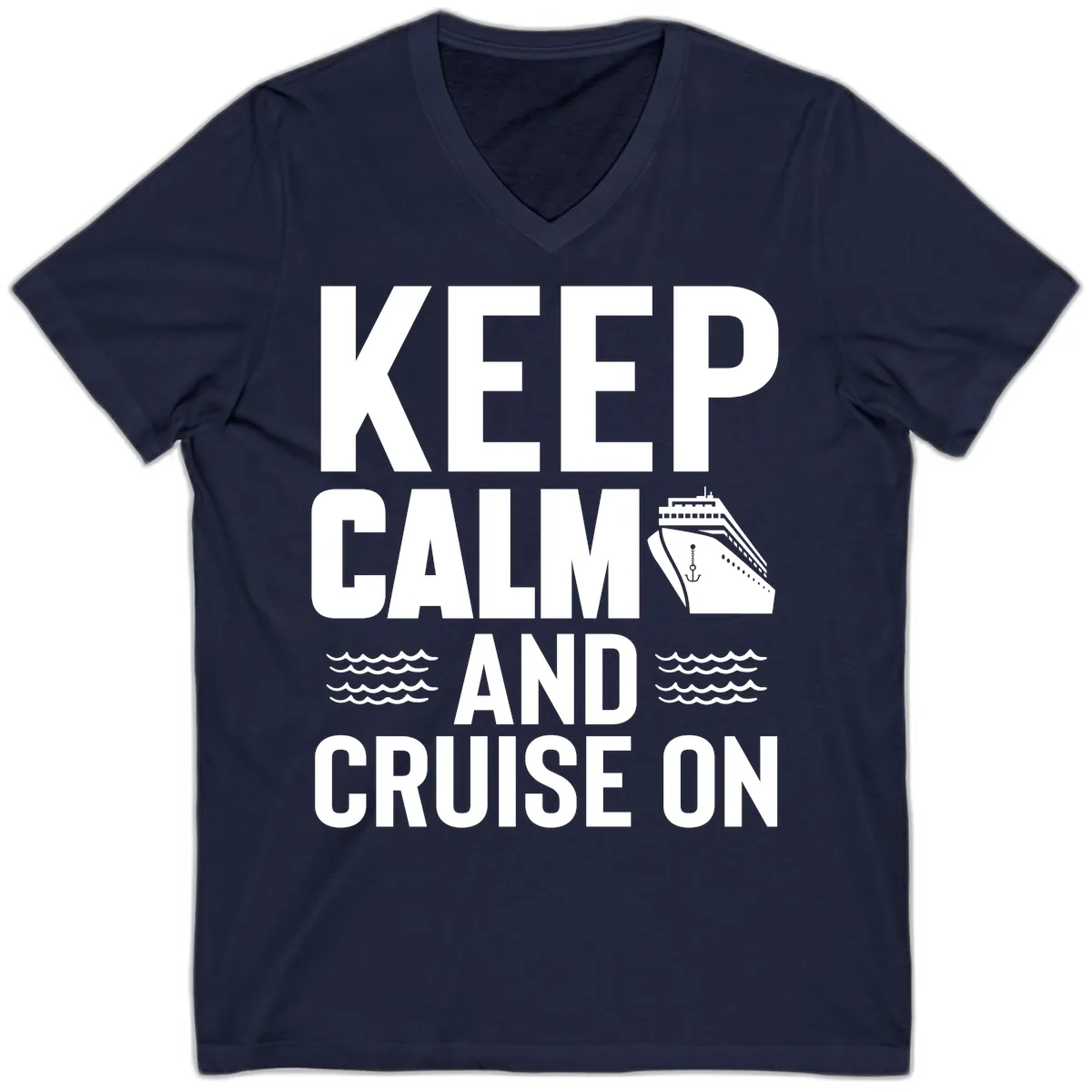 Keep Calm and Cruise On V-Neck in Navy