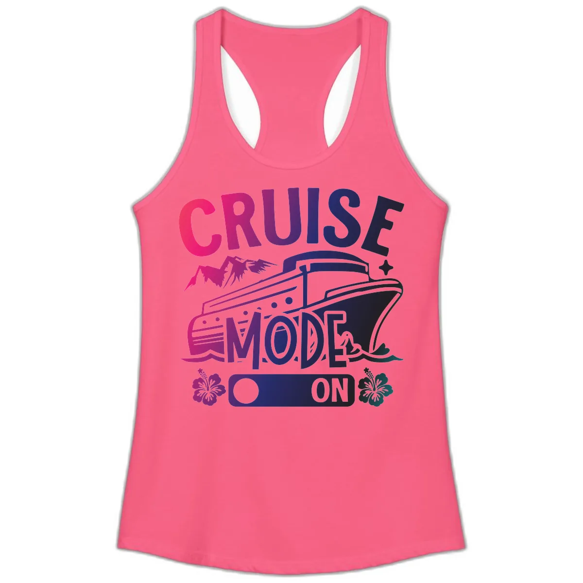 Cruise Mode On Ladies Tank in Solid Hot Pink