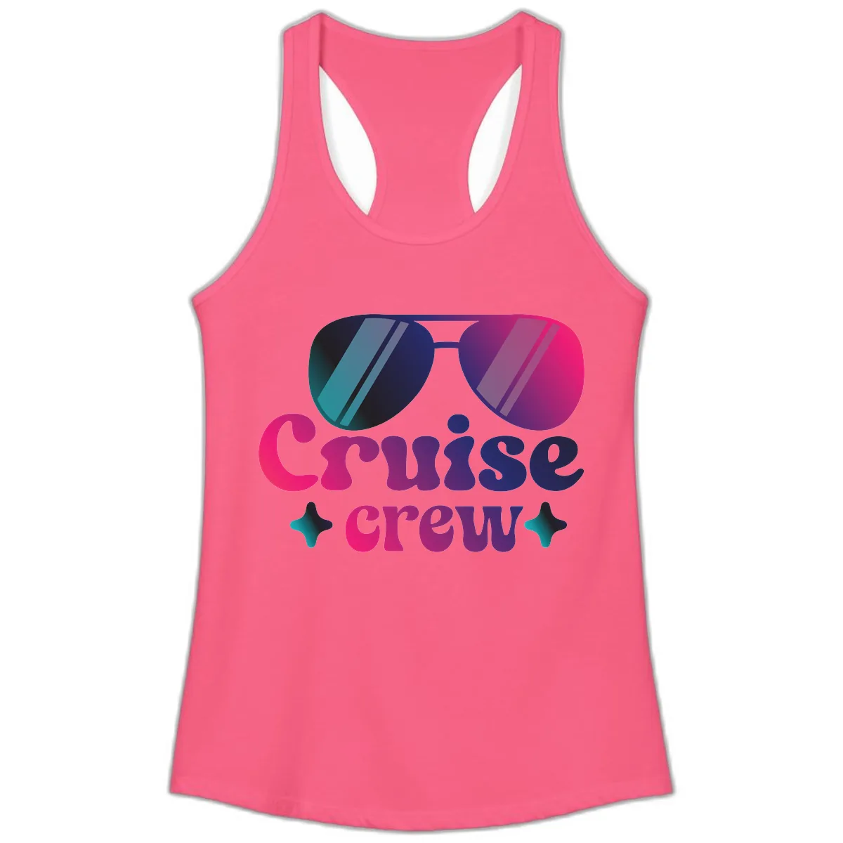 Cruise Crew Vibes Ladies Tank in Solid Hot Pink