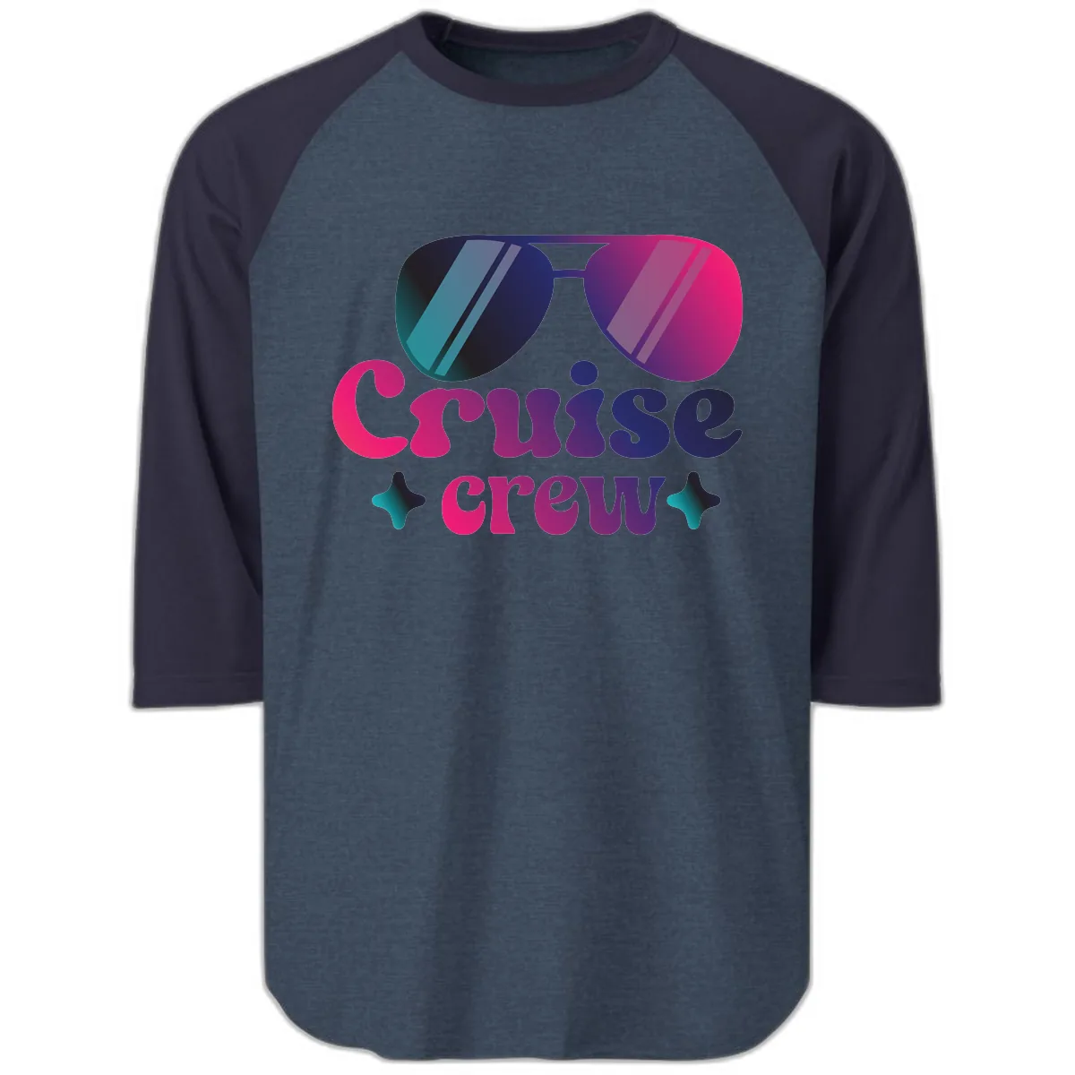 Cruise Crew Vibes Raglan 3/4 in Heather Denim Navy