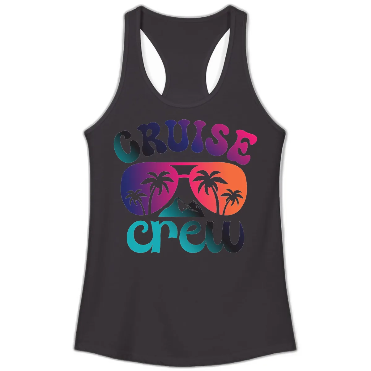 Cruise Crew Tropical Paradise Ladies Tank in Black