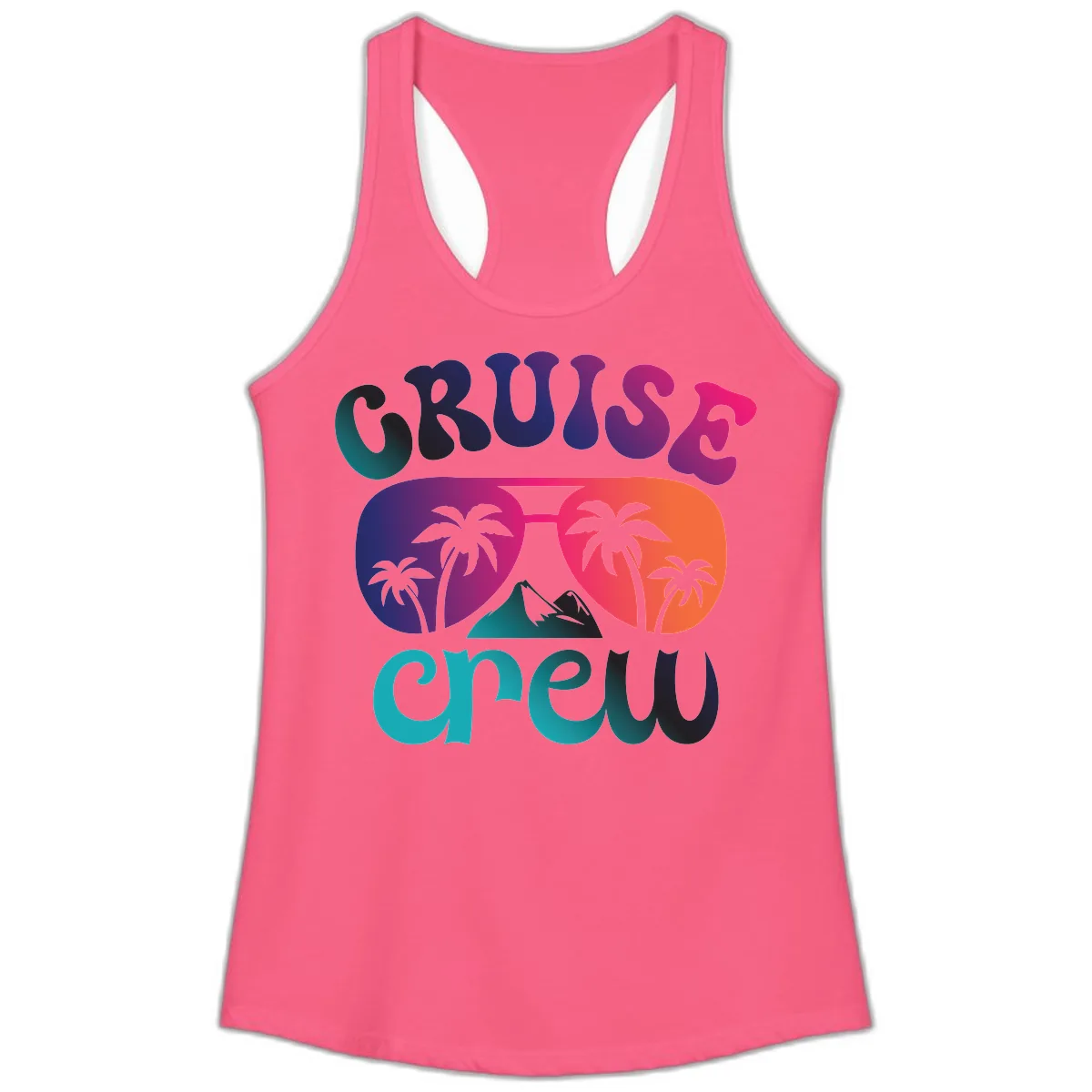 Cruise Crew Tropical Paradise Ladies Tank in Solid Hot Pink