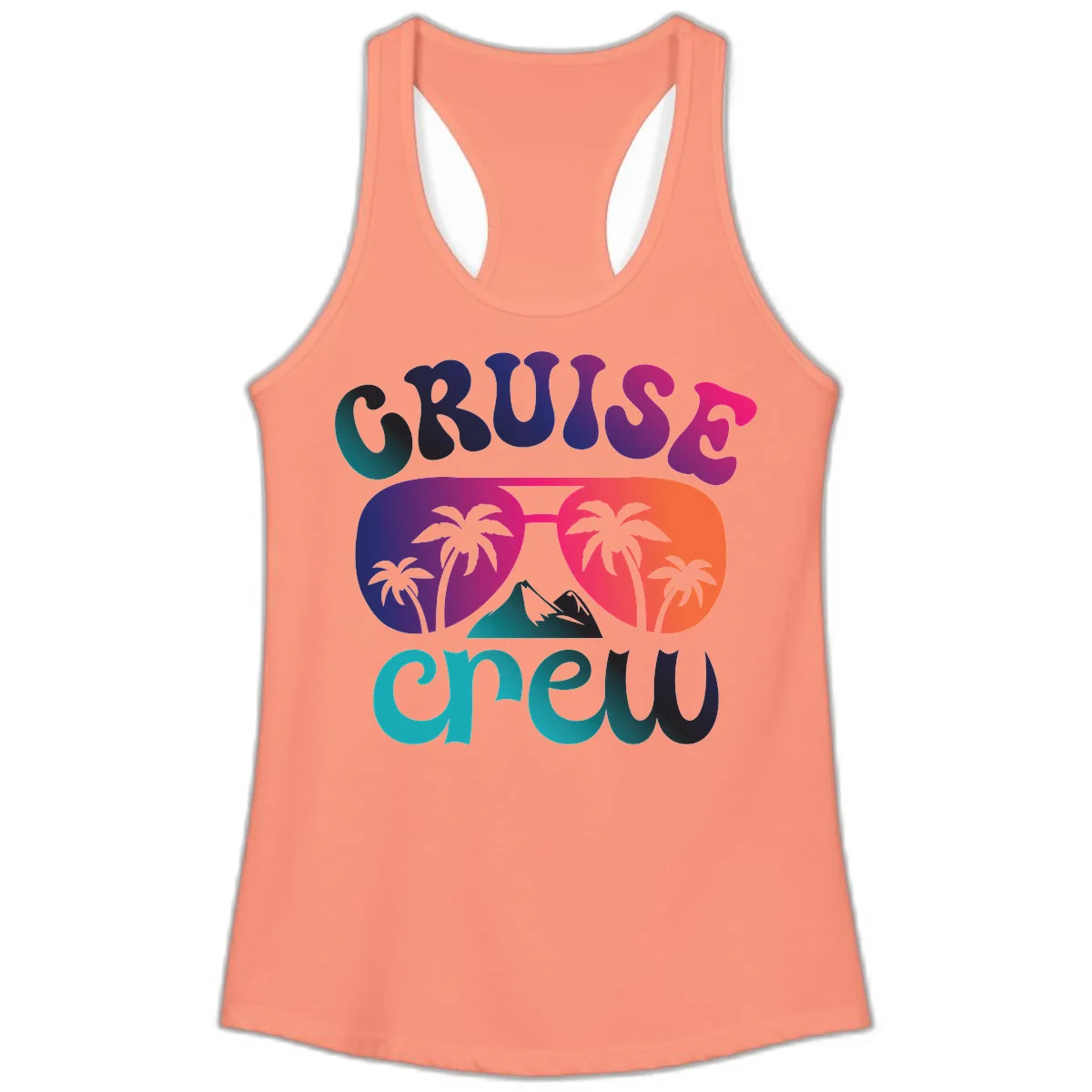 Cruise Crew Tropical Paradise Ladies Tank in Solid Light Orange