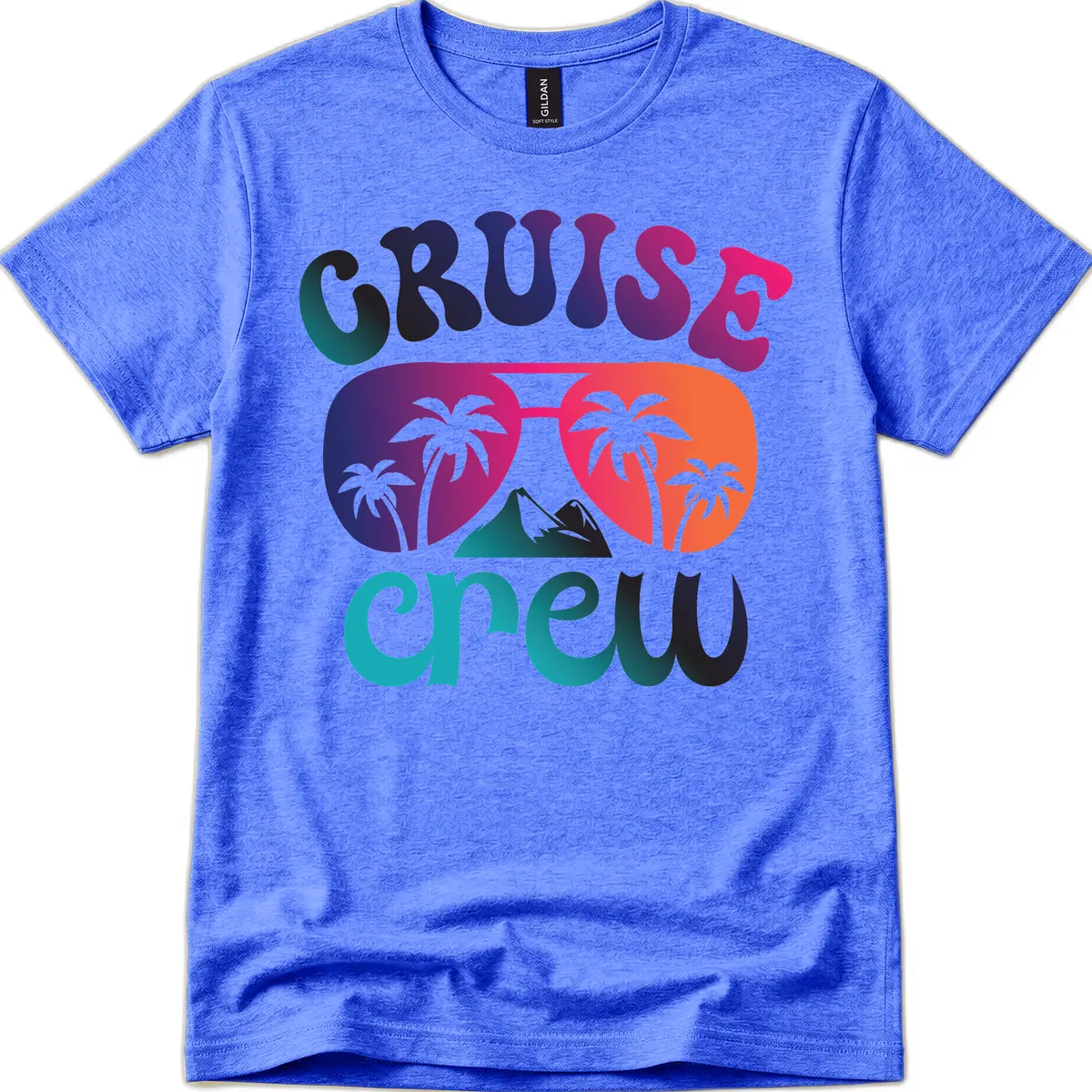 Cruise Crew Tropical Paradise T-Shirt in Heather Royal