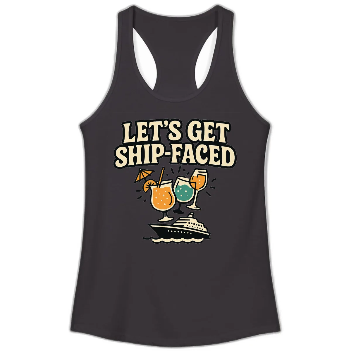 Let's Get Ship-Faced Ladies Tank in Black