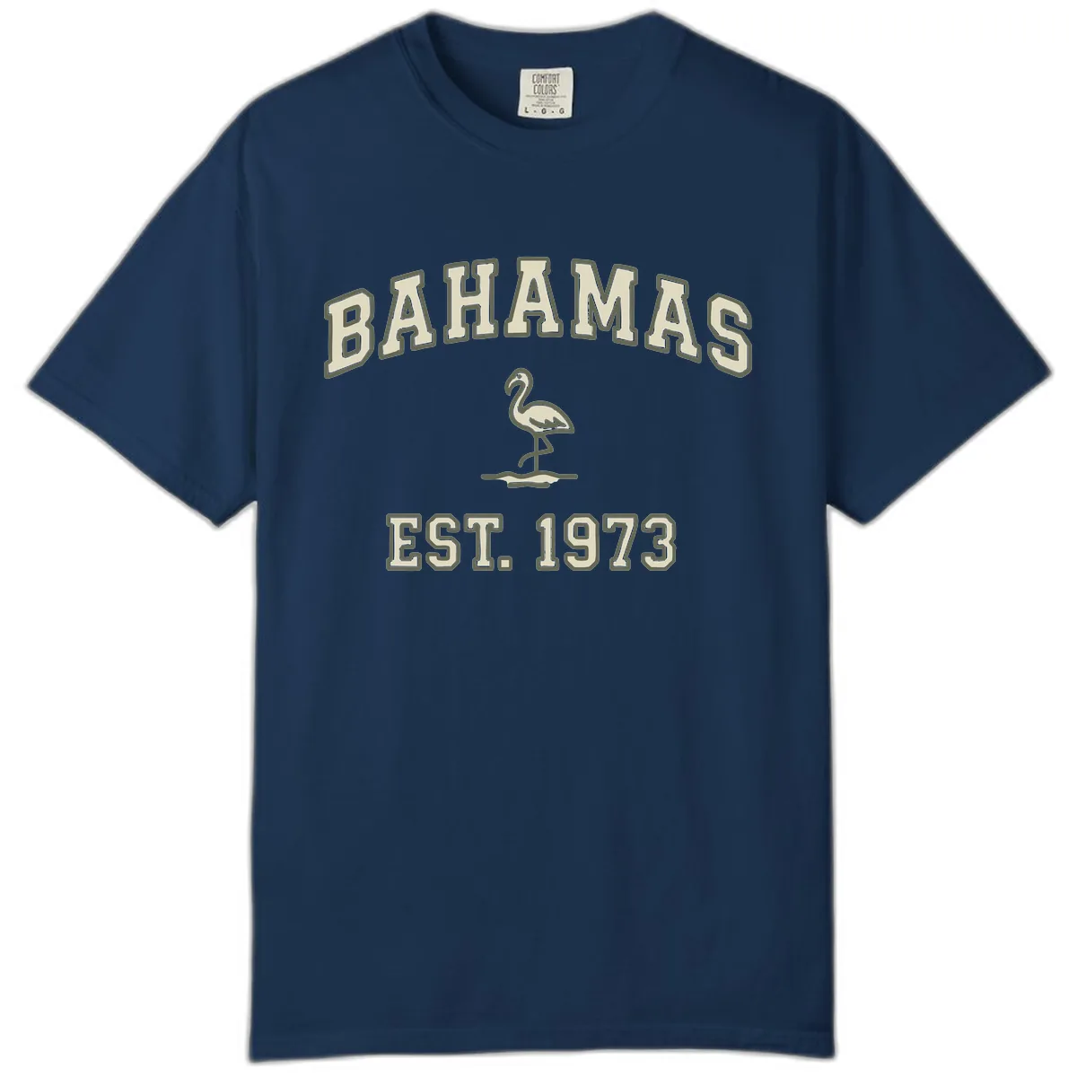 Bahamas Flamingo Established 1973 Comfort Color in Navy