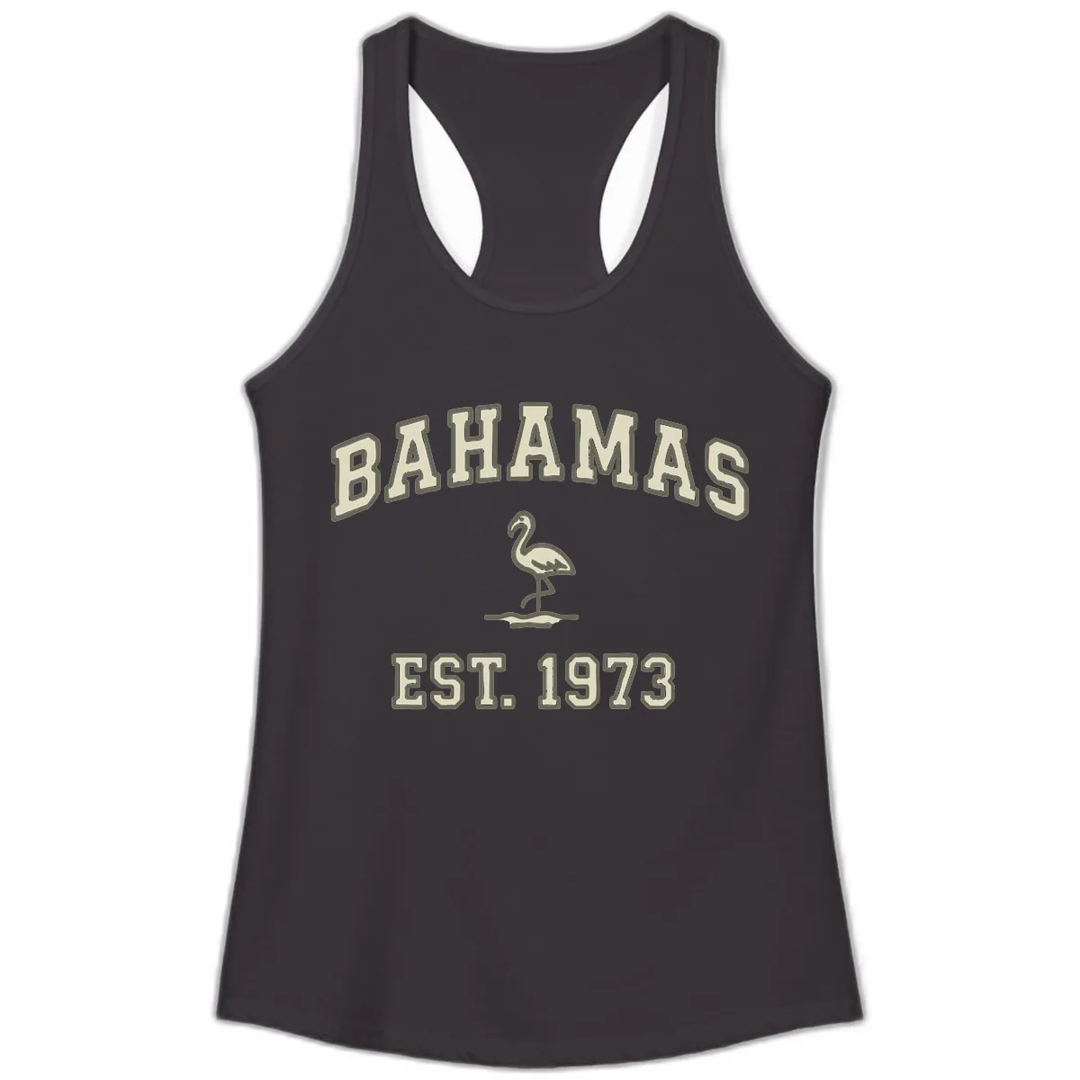 Bahamas Flamingo Established 1973 Ladies Tank in Black