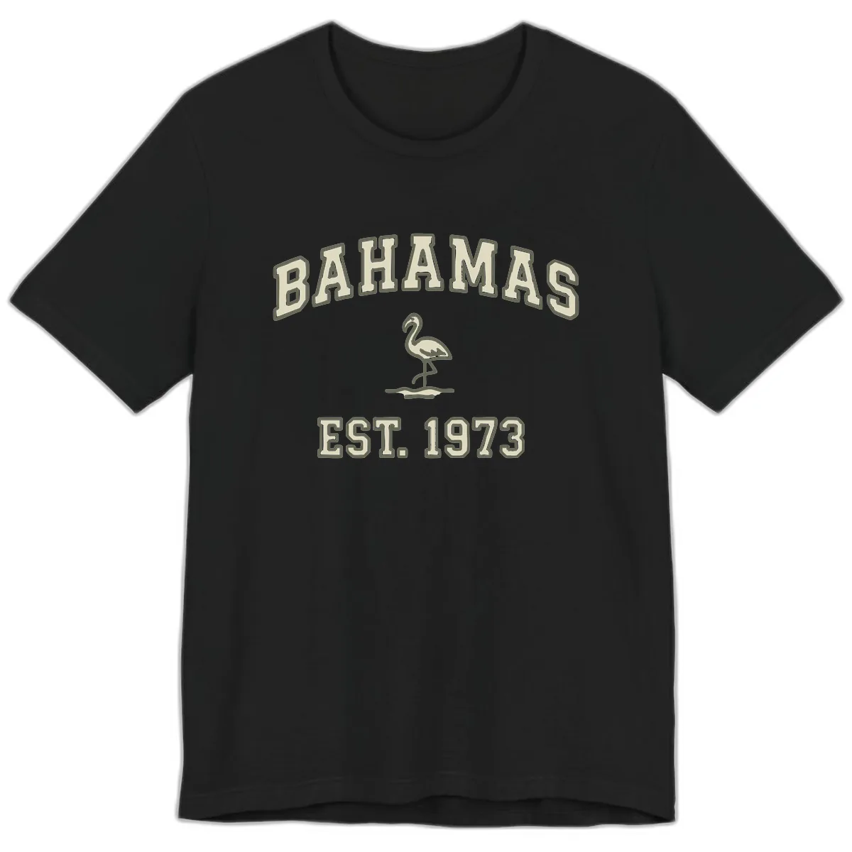 Bahamas Flamingo Established 1973 Premium T-Shirt in Black