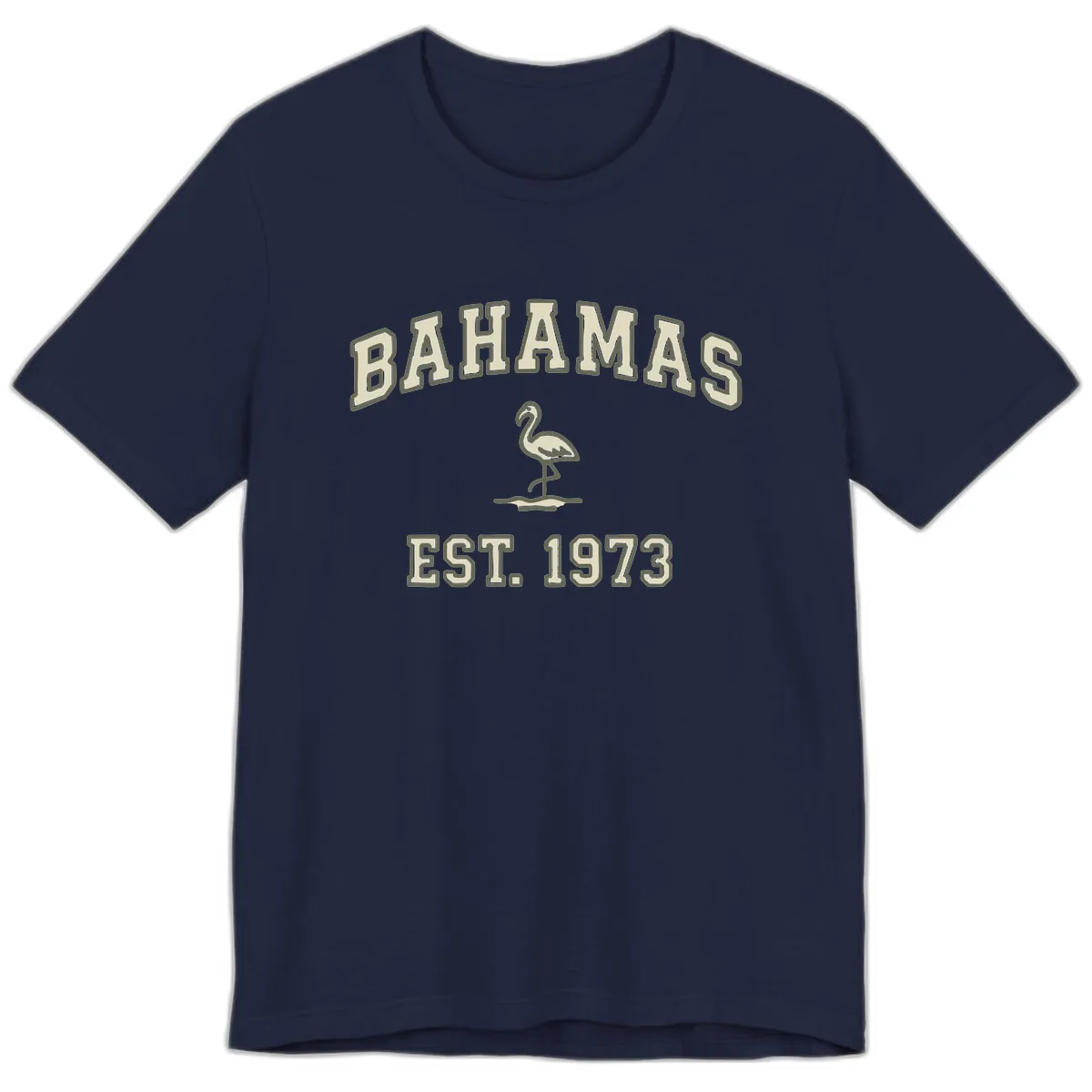 Bahamas Flamingo Established 1973 Premium T-Shirt in Navy
