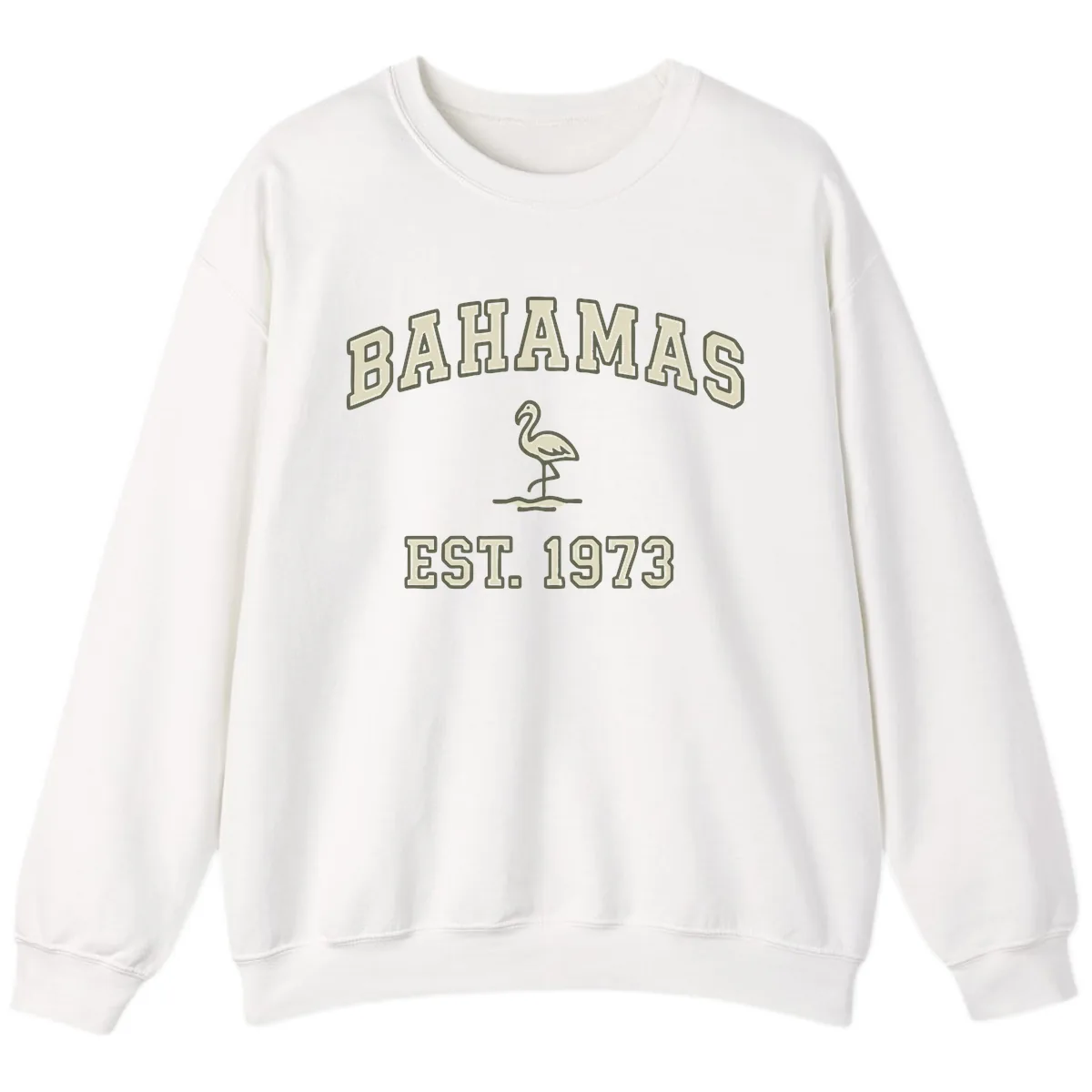 Bahamas Flamingo Established 1973 Sweatshirt in White