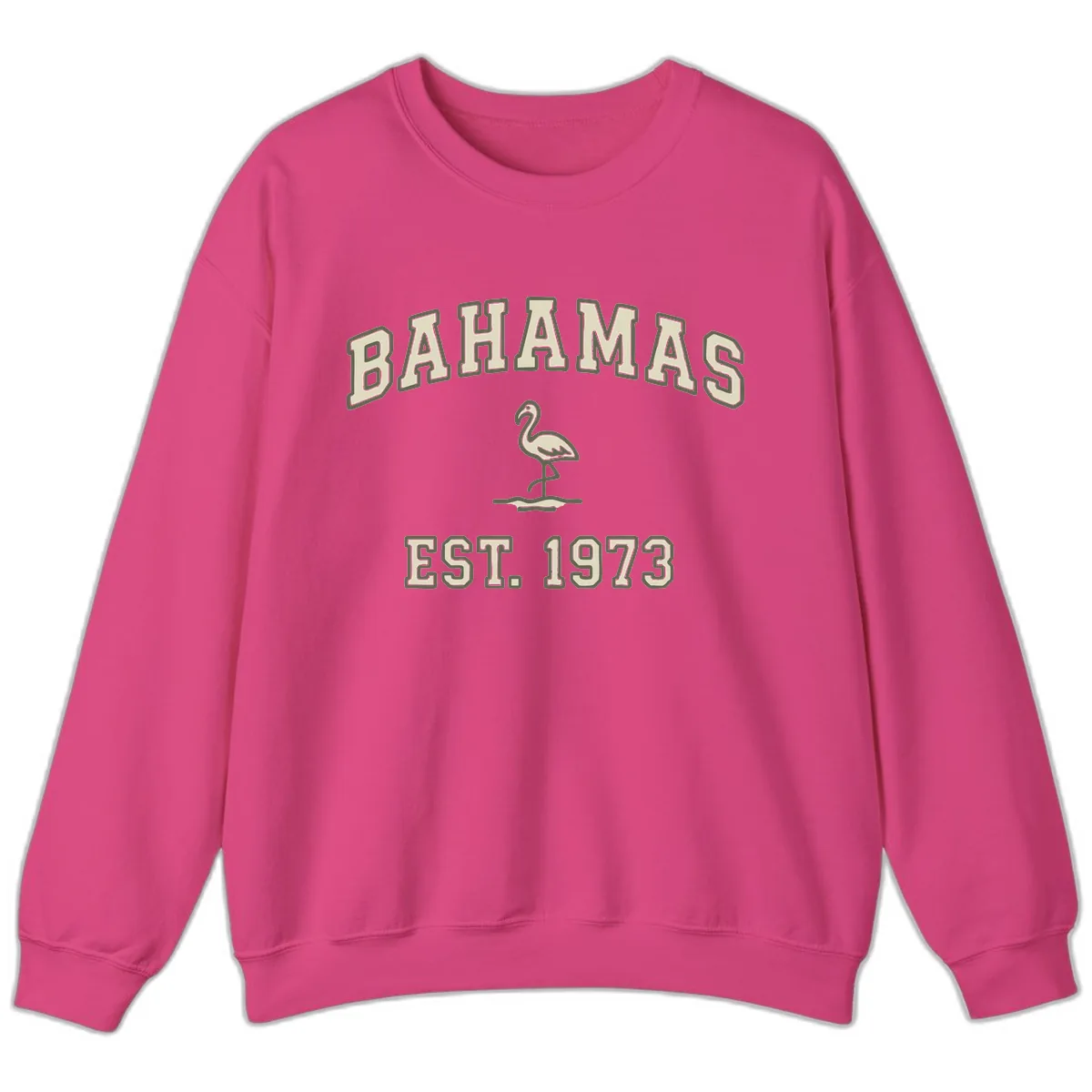 Bahamas Flamingo Established 1973 Sweatshirt in Heliconia