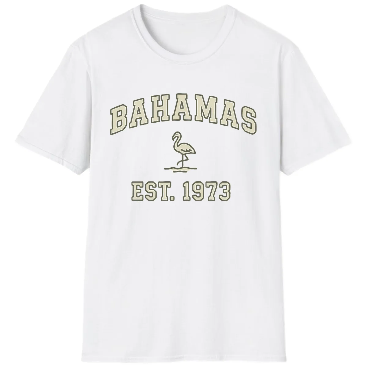 Bahamas Flamingo Established 1973 T-Shirt in White