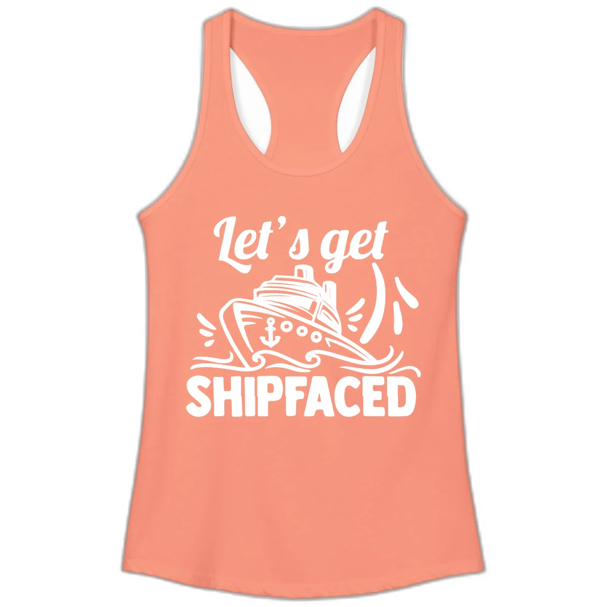 Let's Get Shipfaced Ladies Tank in Solid Light Orange