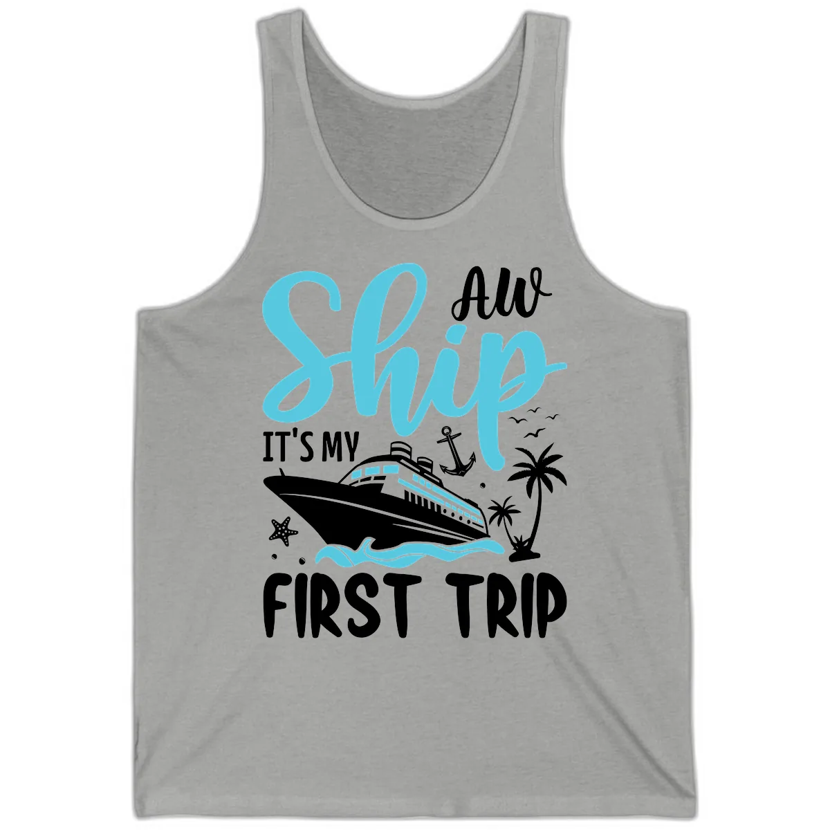 Ship It's My First Trip Tank in Athletic Heather