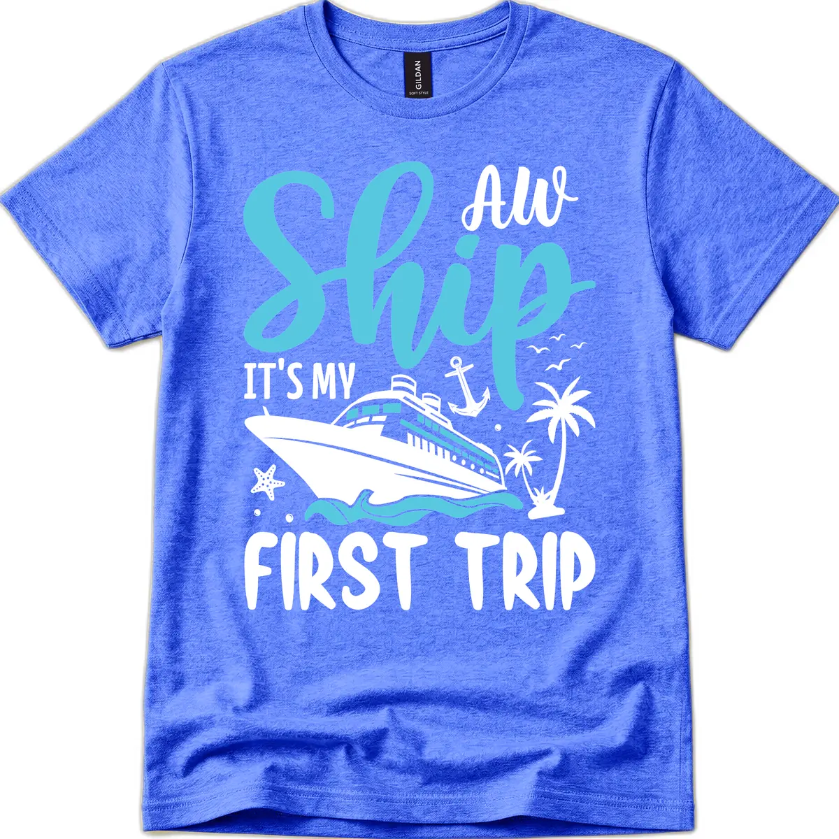 Ship It's My First Trip T-Shirt in Heather Royal