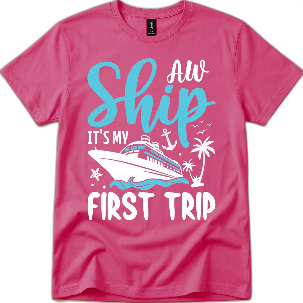 Ship It's My First Trip T-Shirt in Heliconia