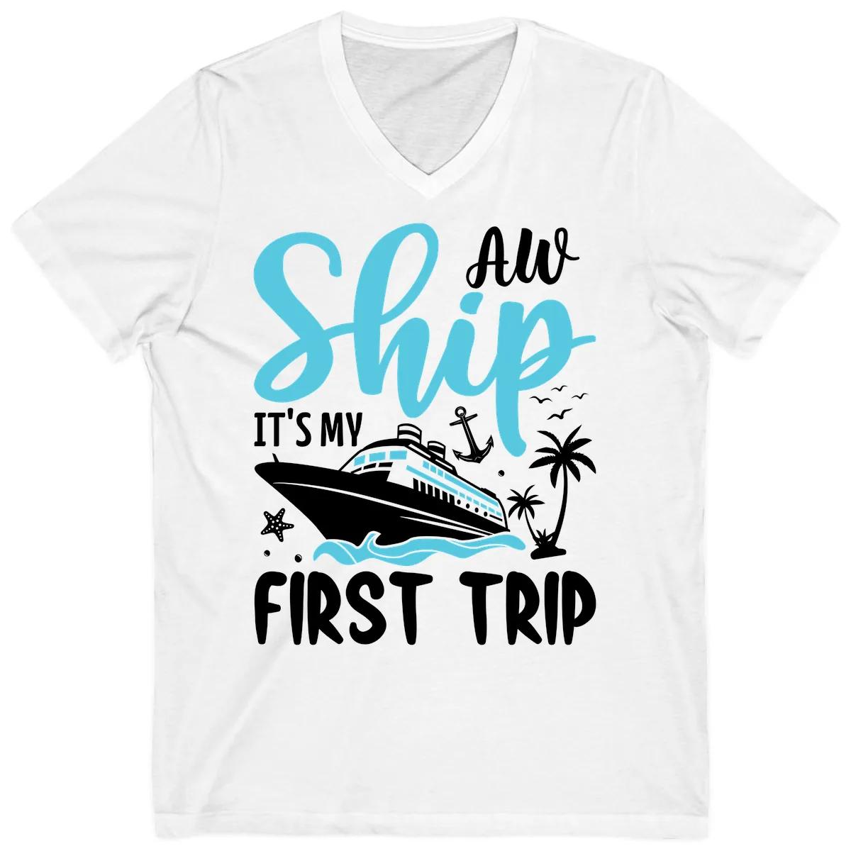 Ship It's My First Trip V-Neck in White