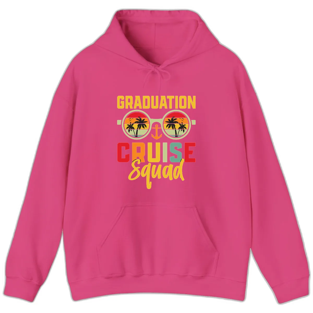 Graduation Cruise Squad Hoodie in Heliconia