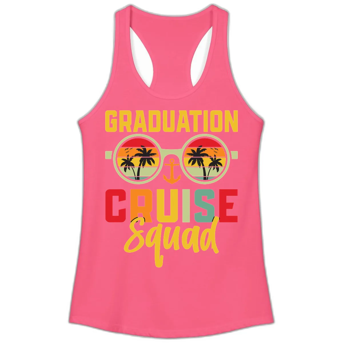 Graduation Cruise Squad Ladies Tank in Solid Hot Pink