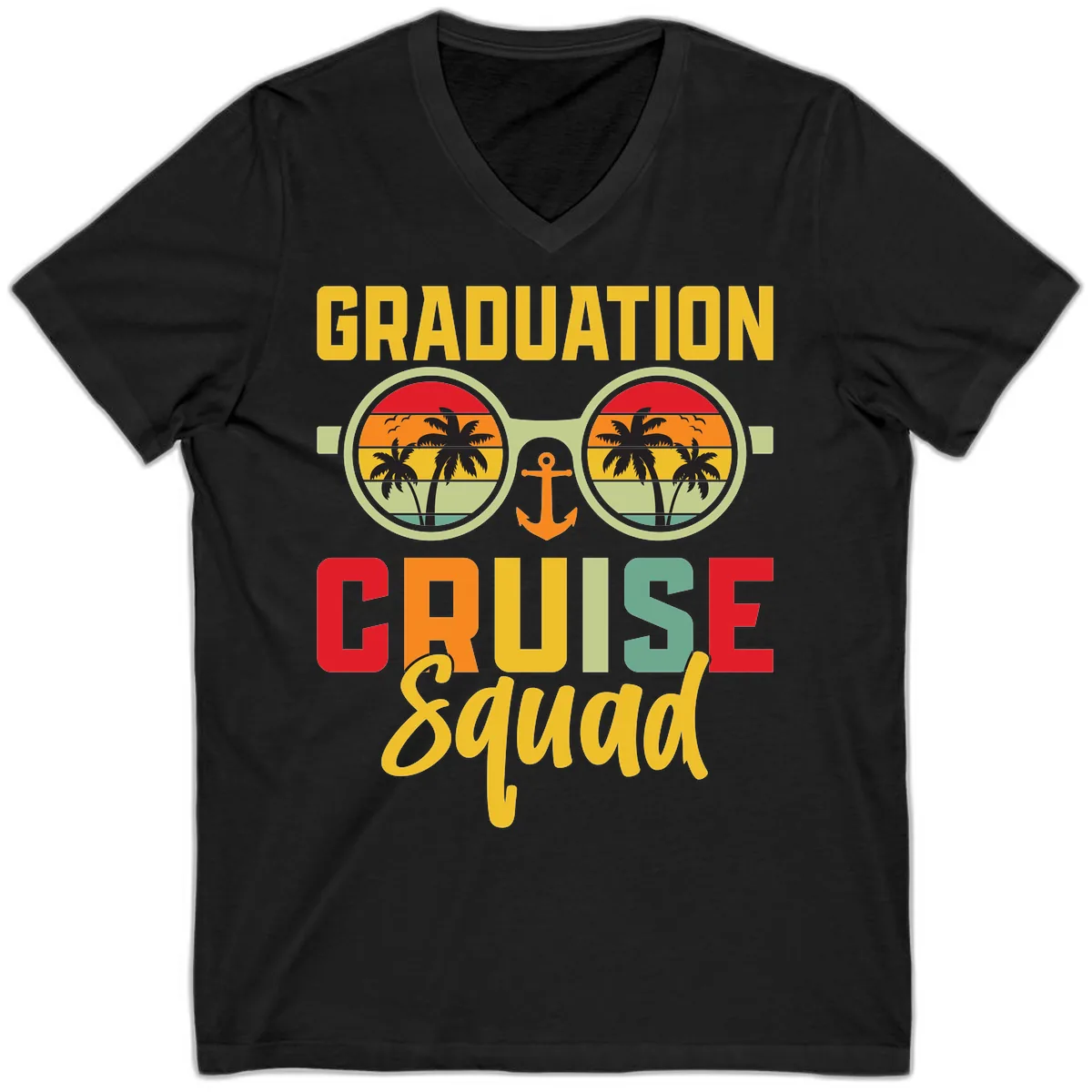 Graduation Cruise Squad V-Neck in Black